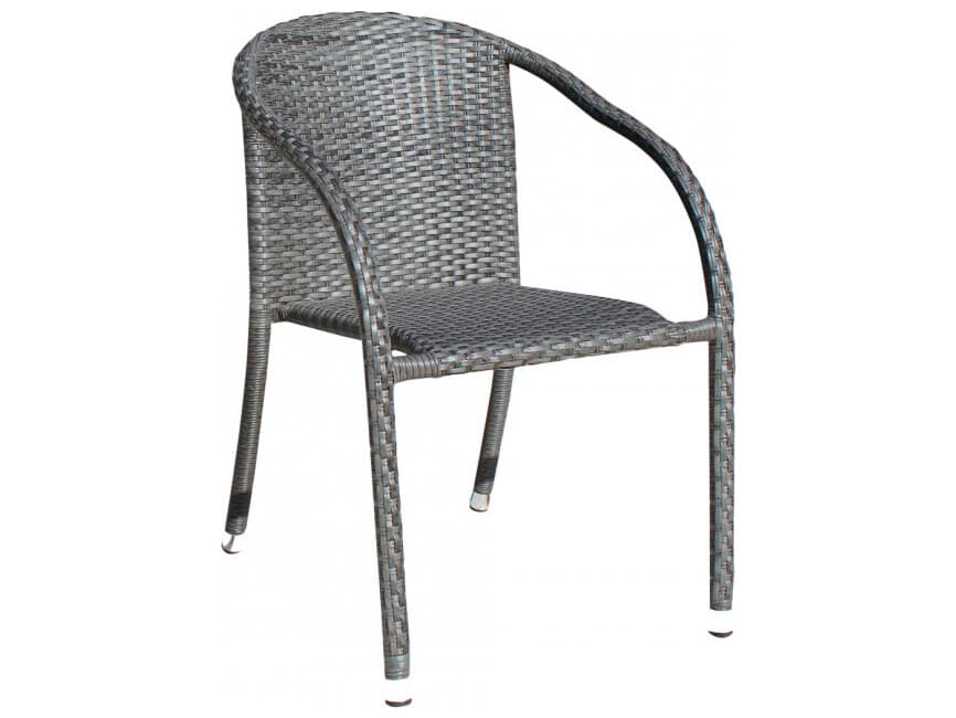 Hospitality Rattan Outdoor Ultra Grey Woven Stackable Dining Arm Chair