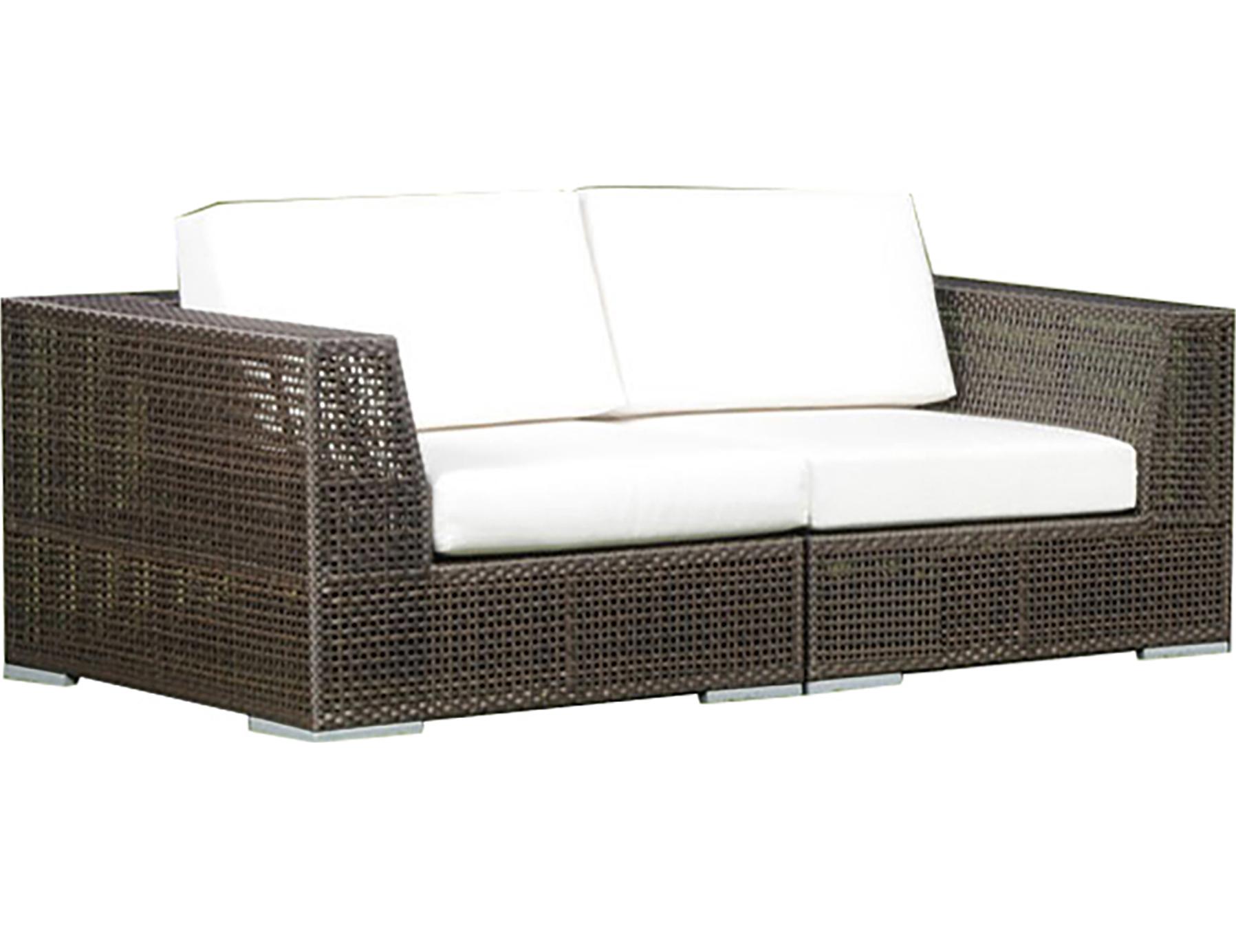 Hospitality Rattan Outdoor Soho Deep Seating Java Brown Wicker 2 Piece Loveseat