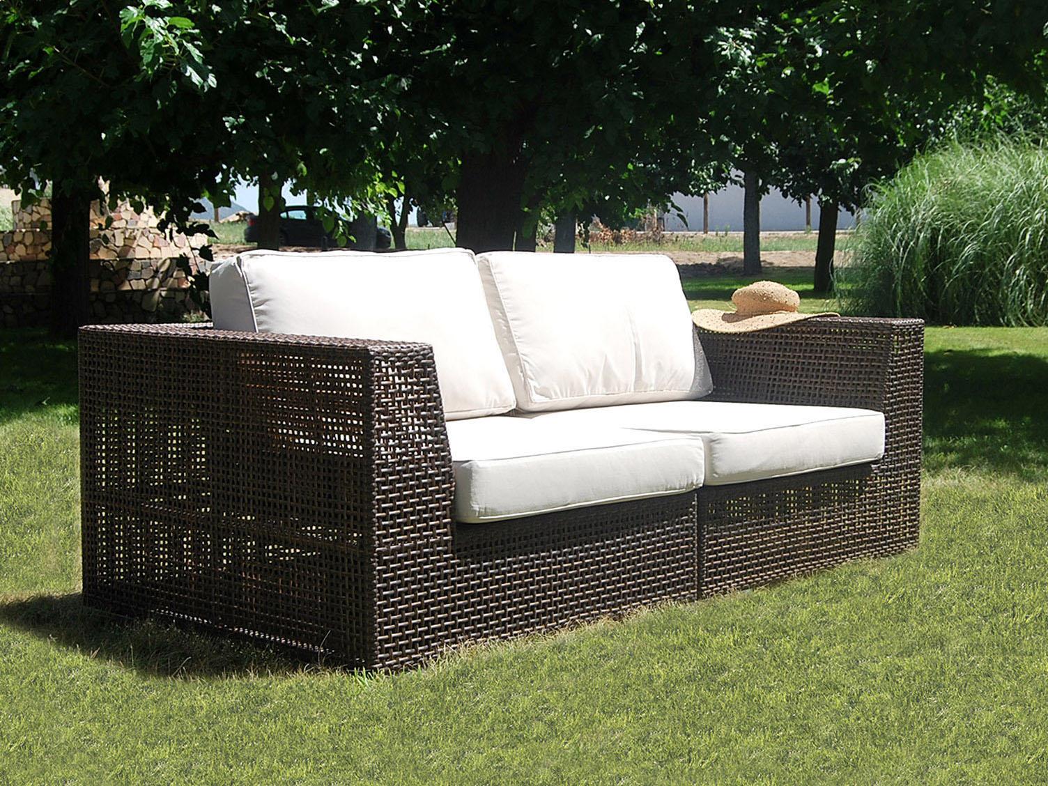 Hospitality Rattan Outdoor Soho Deep Seating Java Brown Wicker 2 Piece Loveseat
