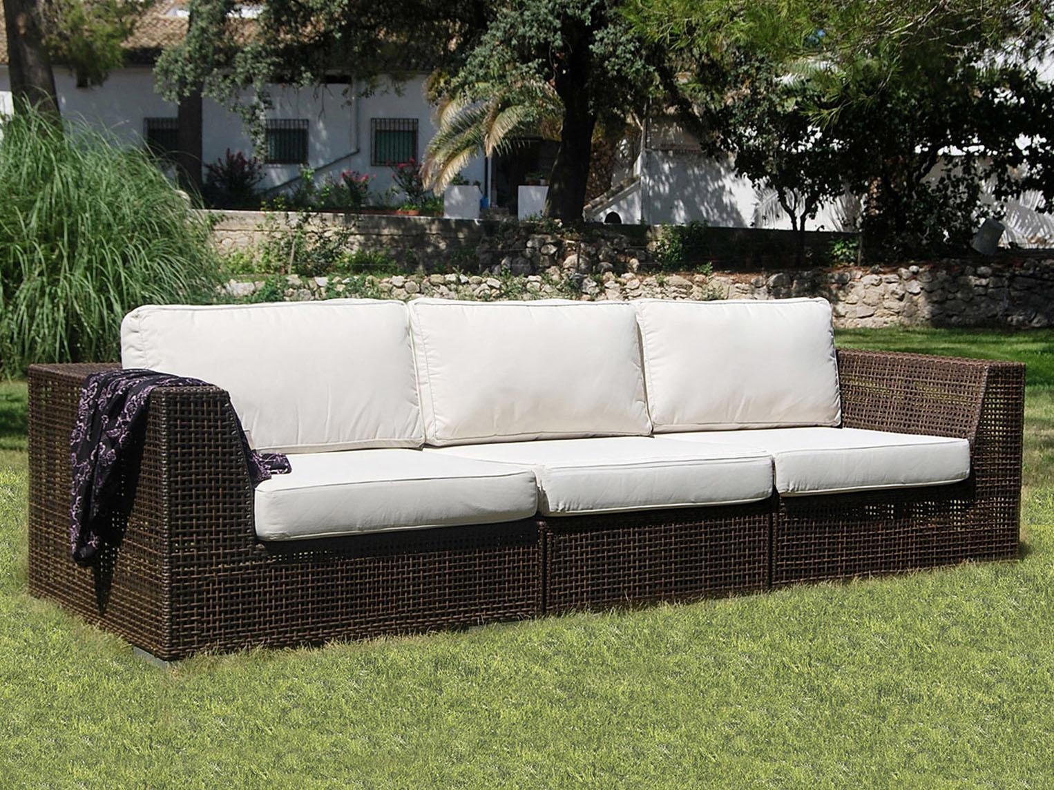 Hospitality Rattan Outdoor Soho Deep Seating Java Brown Wicker 3 Piece Lounge Set