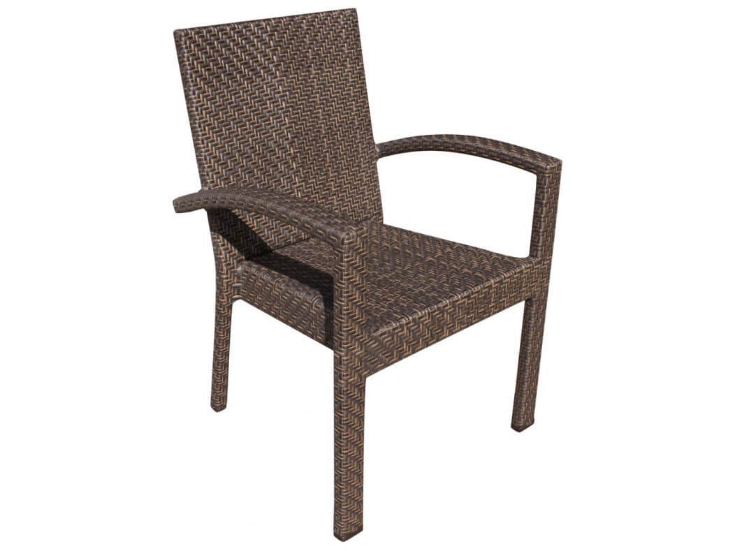 Hospitality Rattan Outdoor Atlantis Rehau Fiber In A Java Brown Finish Aluminum Cushion Dining Chair