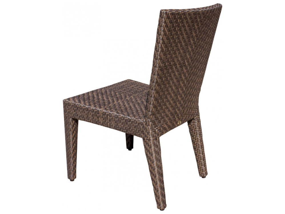 Hospitality Rattan Outdoor Atlantis Rehau Fiber In A Java Brown Finish Aluminum Cushion Dining SideChair
