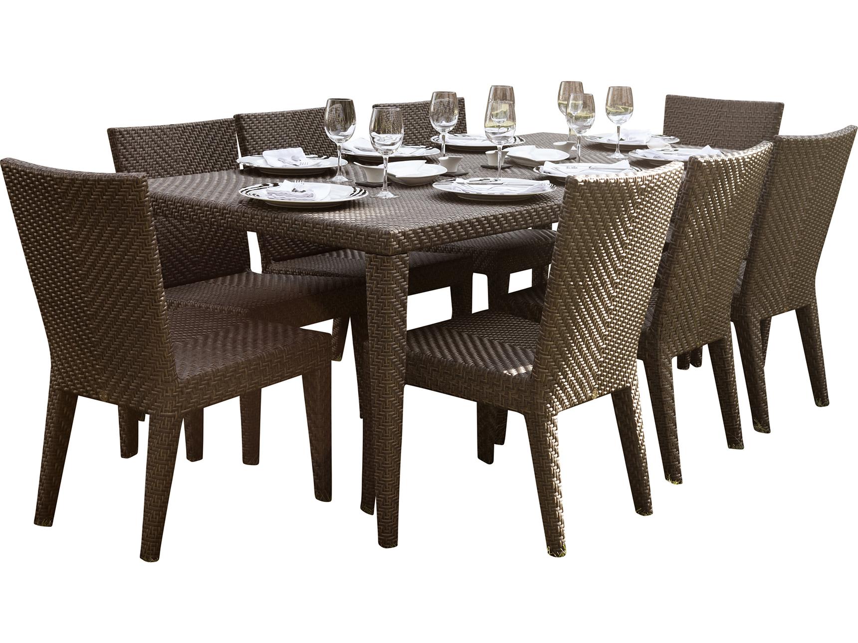 Hospitality Rattan Outdoor Soho Java Brown Wicker 9 Piece Dining Set