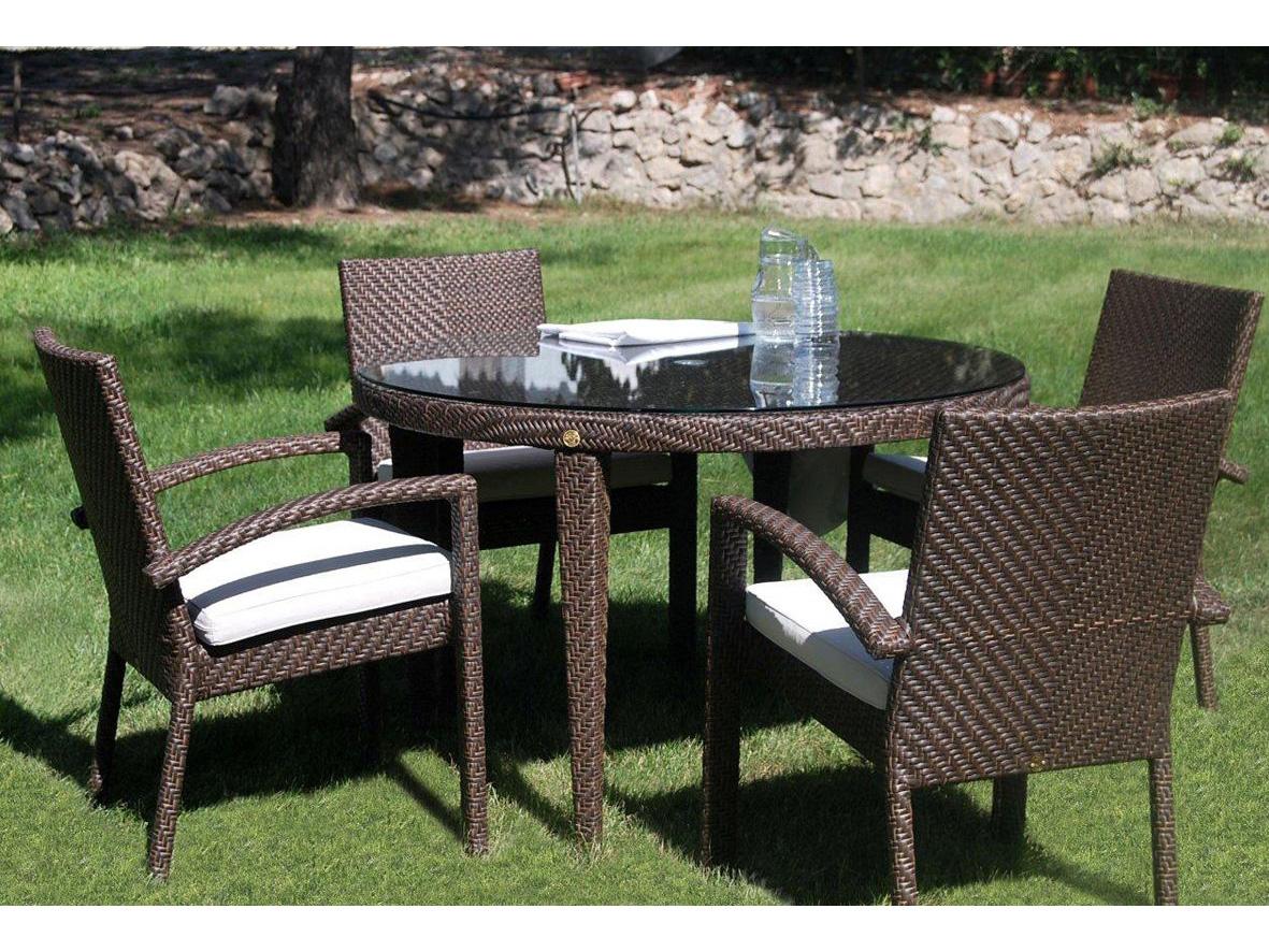 Hospitality Rattan Outdoor Soho Java Brown Wicker 5 Piece Dining Set