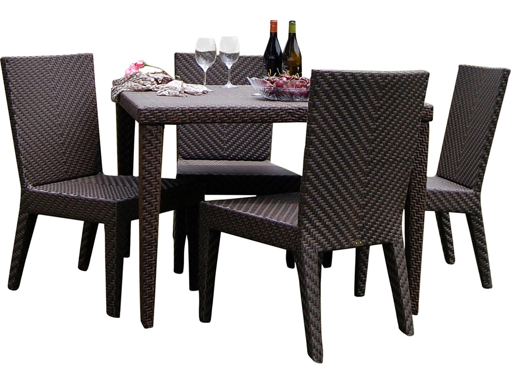 Hospitality Rattan Outdoor Soho Java Brown Wicker 5 Piece Dining Set