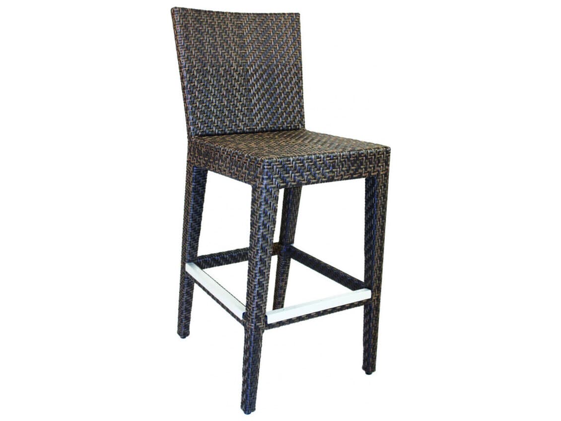 Hospitality Rattan Outdoor Atlantis Rehau Fiber In A Java Brown Finish Aluminum Cushion Bar Stool