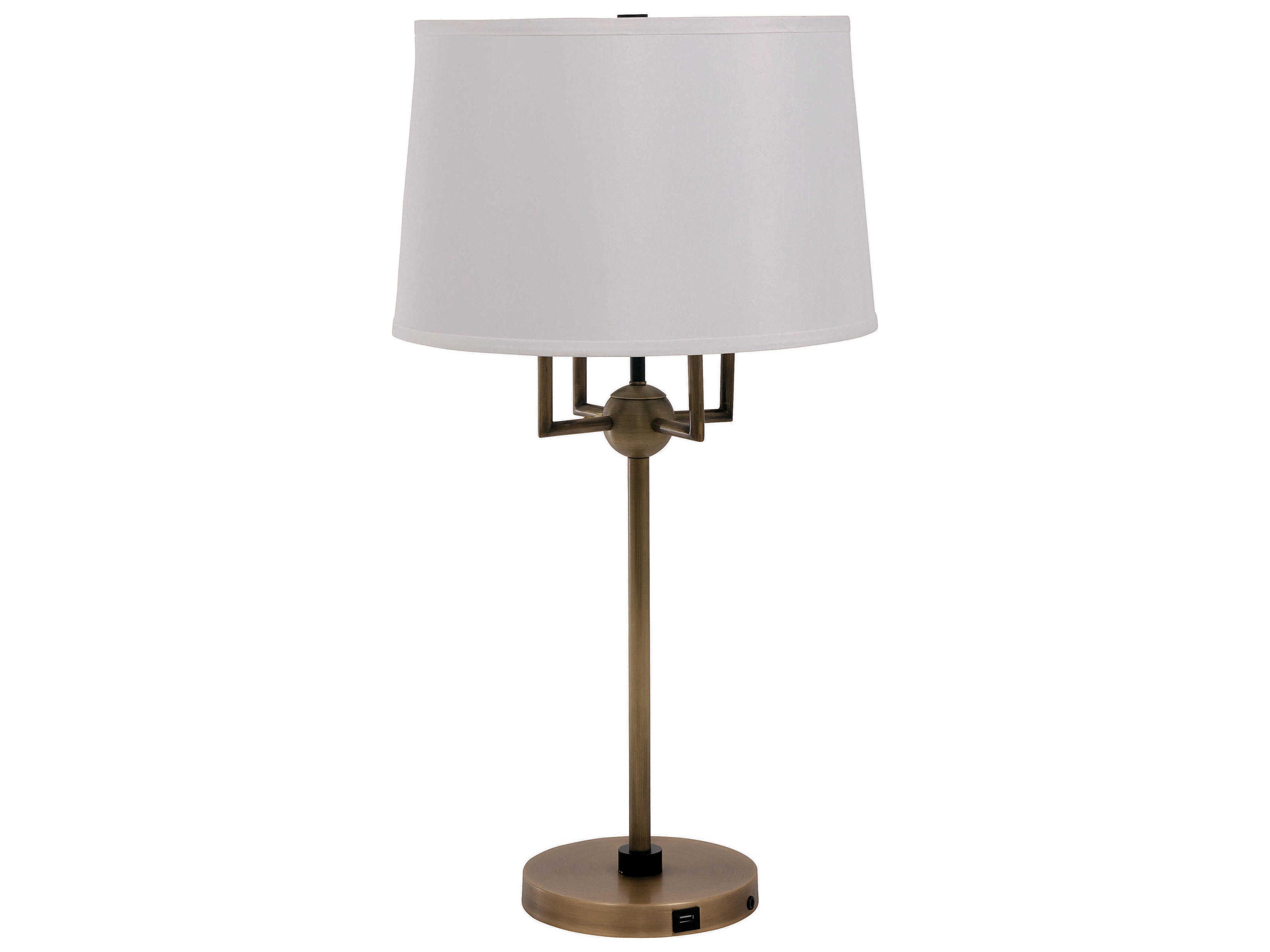 House of Troy Alpine Antique Brass Black White Buffet Lamp