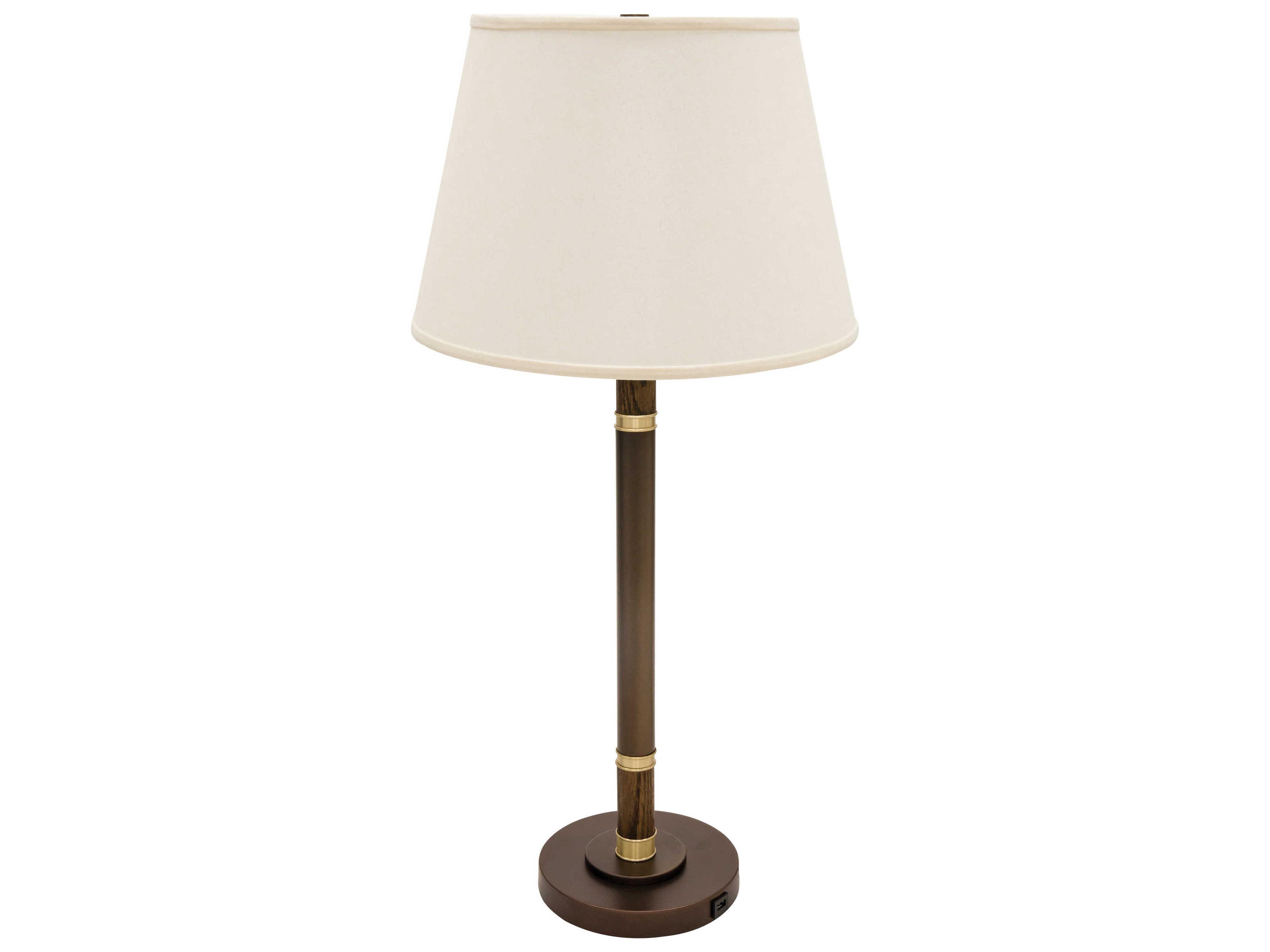 House of Troy Barton Chestnut Bronze Satin Brass Natural Linen Hardback Buffet Lamp