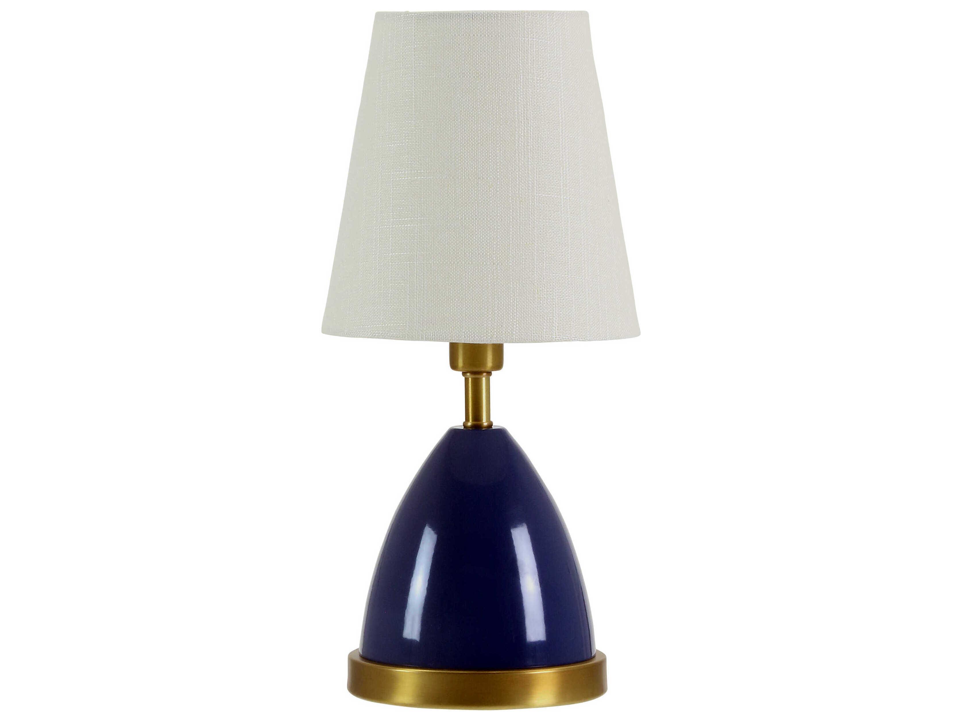 House of Troy Geo Parabola Mini Accent Navy Blue With Weathered Brass Accents Table Lamp