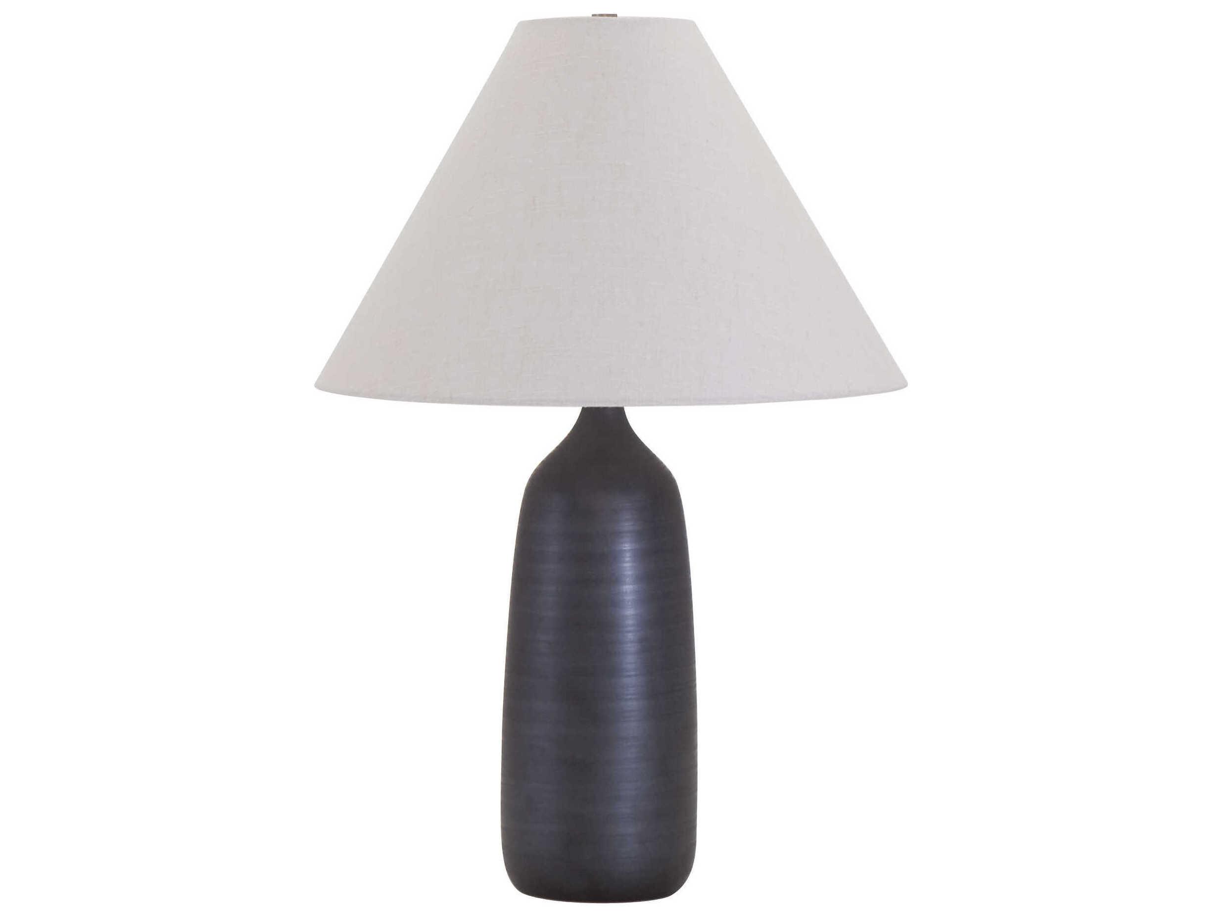 House of Troy Scatchard Cream Linen Hardback Black Table Lamp