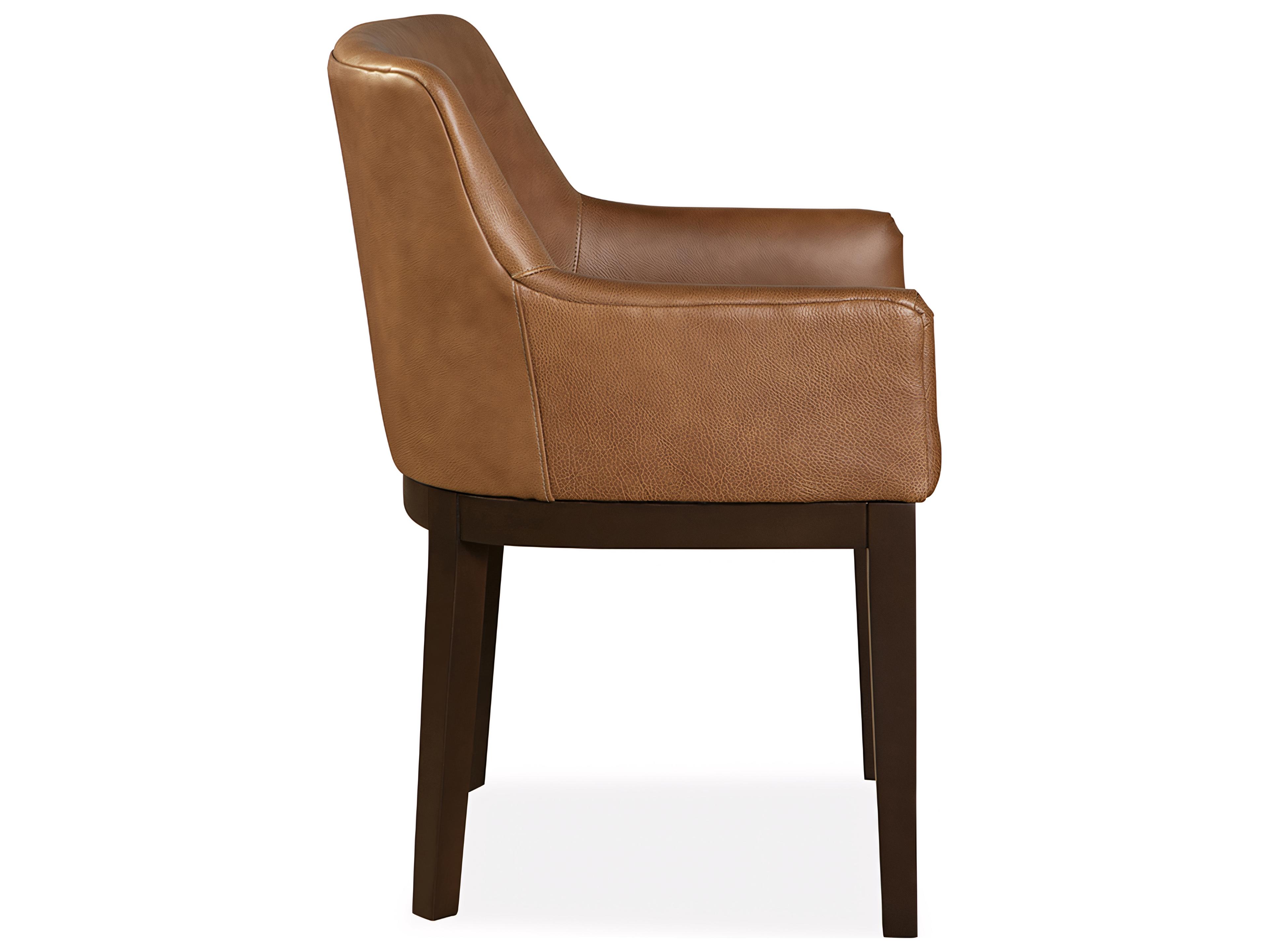 Huntington House 2435 Monty Solid Wood Brown Upholstered Arm Dining Chair