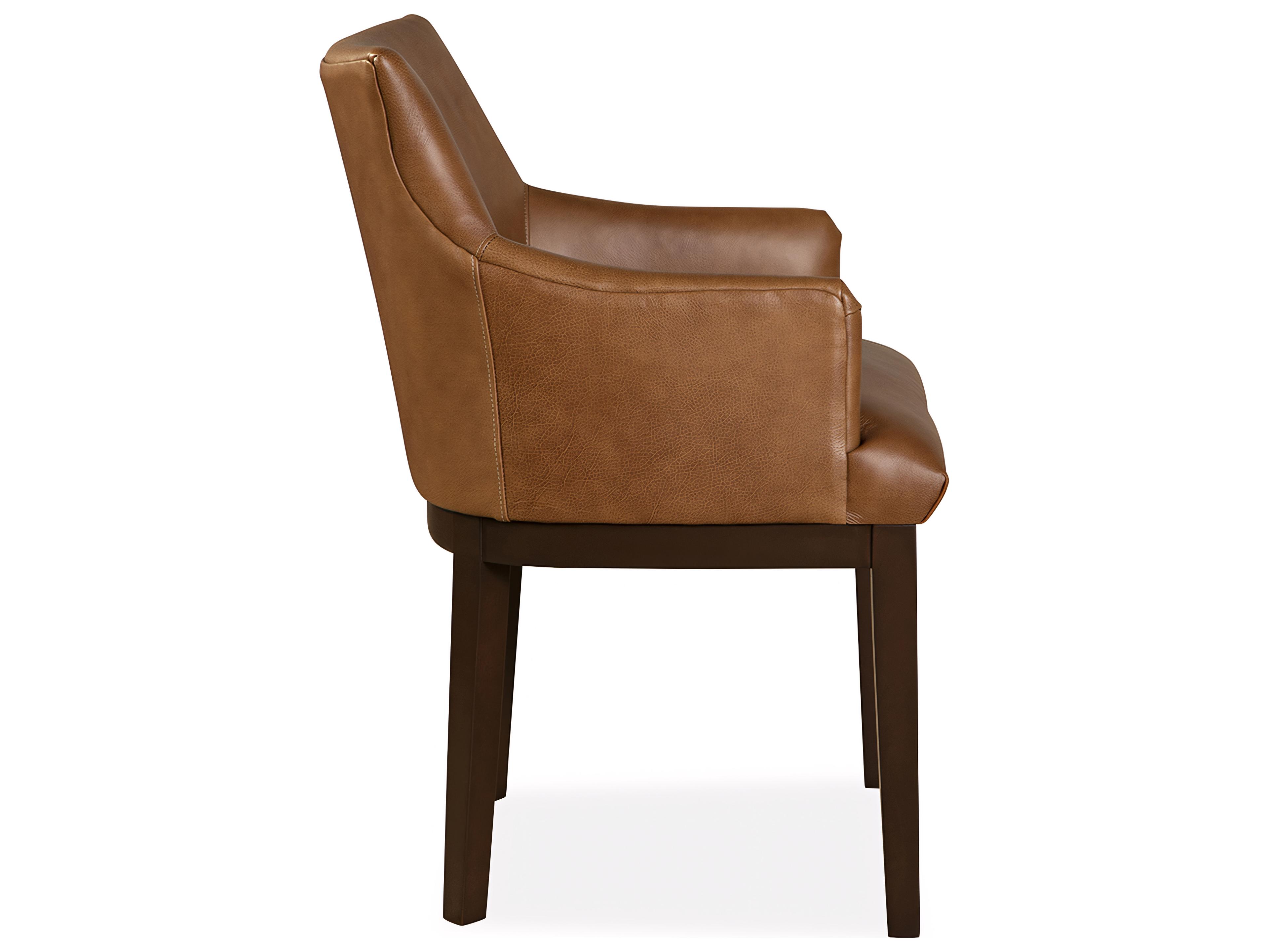 Huntington House 2437 Morris Solid Wood Brown Upholstered Arm Dining Chair