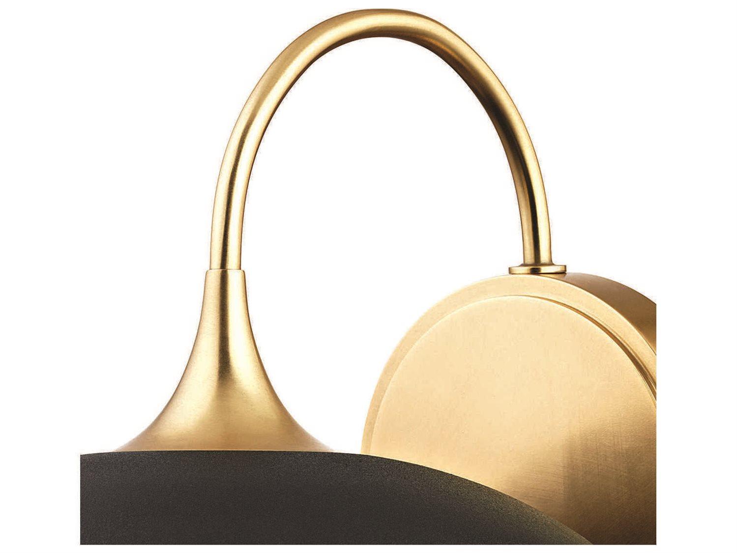 Hudson Valley Barron 1-Light Aged Brass Black Off White Glass Wall Sconce