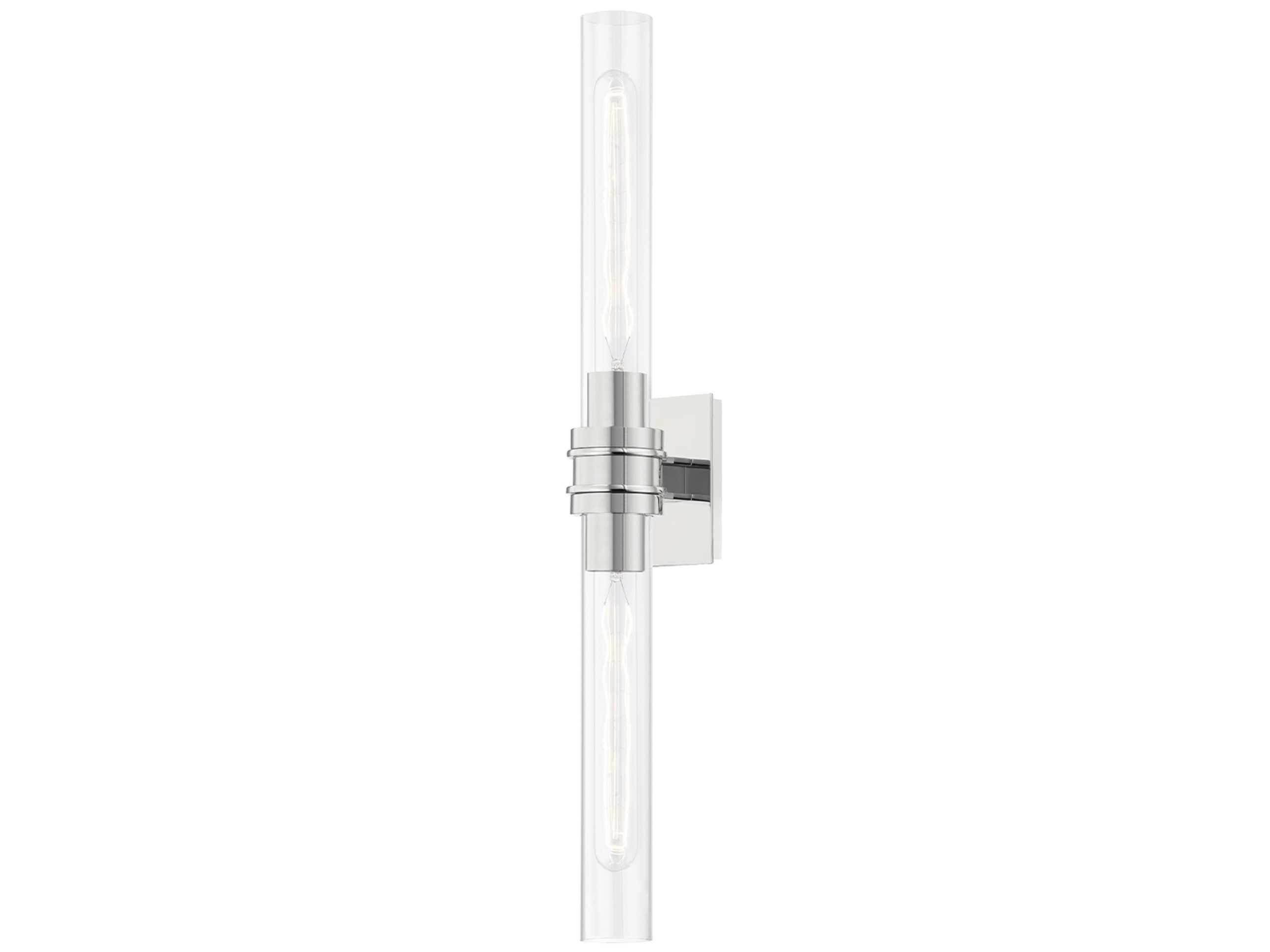 Hudson Valley Oakfield 2-Light Polished Nickel Clear Glass Wall Sconce