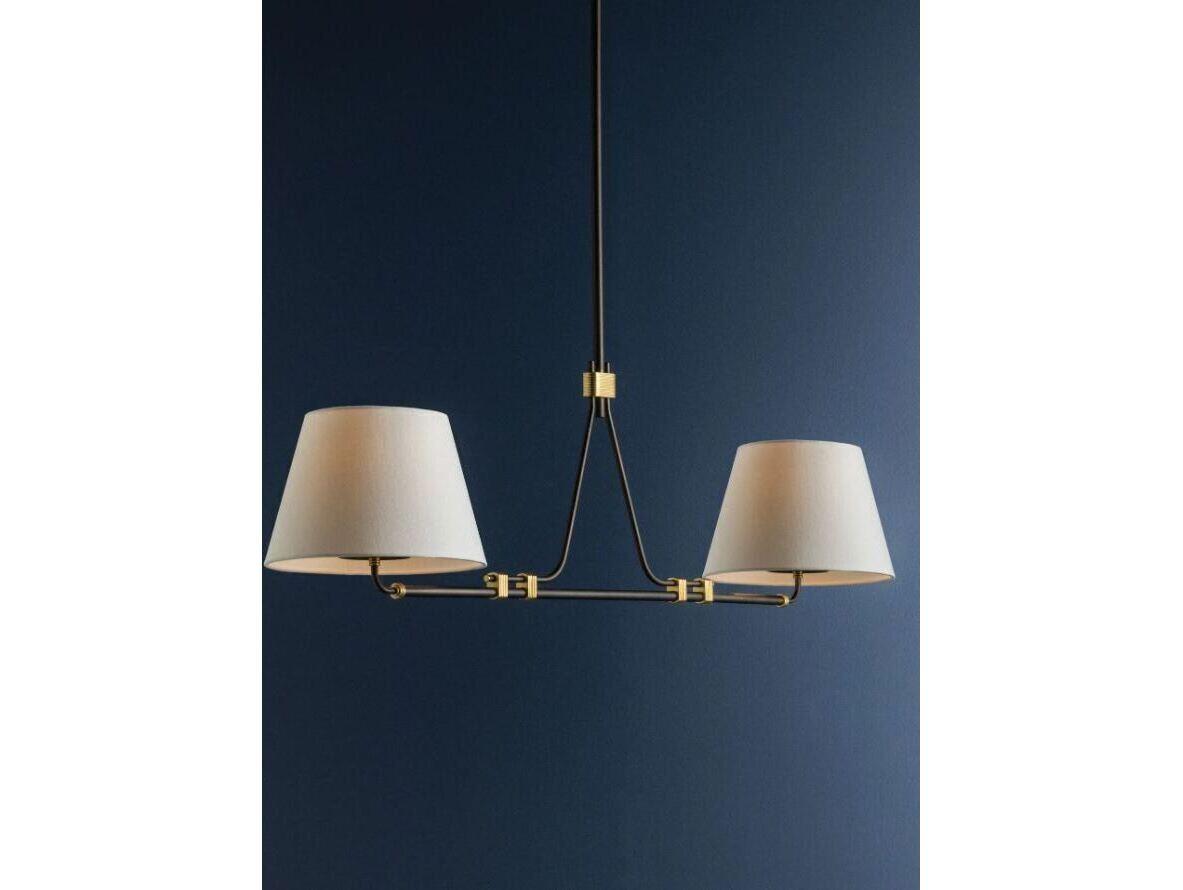 Hudson Valley Crown Heights 2-Light Aged Brass Distressed Bronze Drum Island Pendant