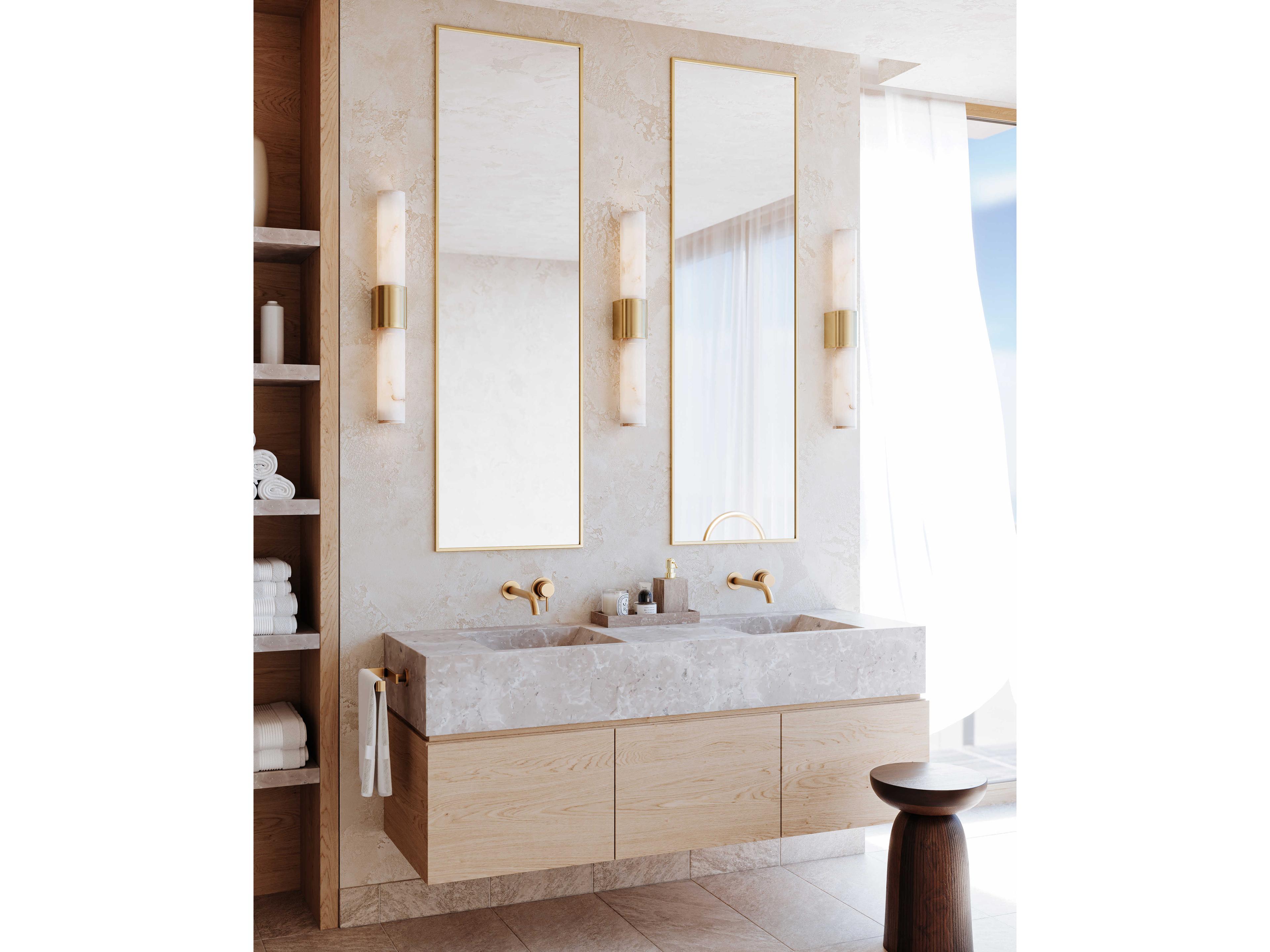 Hudson Valley Ellington 2-Light Aged Brass Opal Matte alabaster Glass Wall Sconce