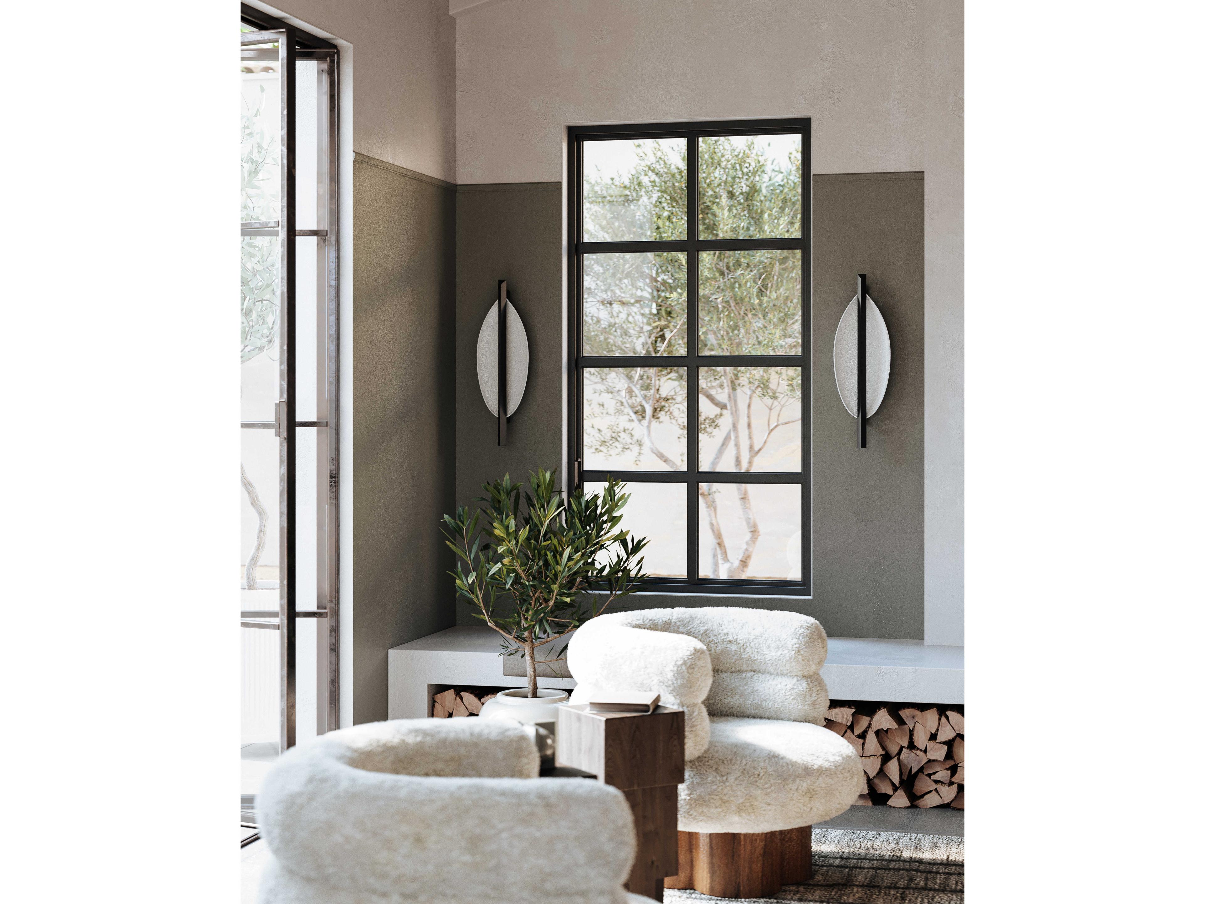 Hudson Valley Ithaca 1-Light Black Nickel white Plaster LED Wall Sconce