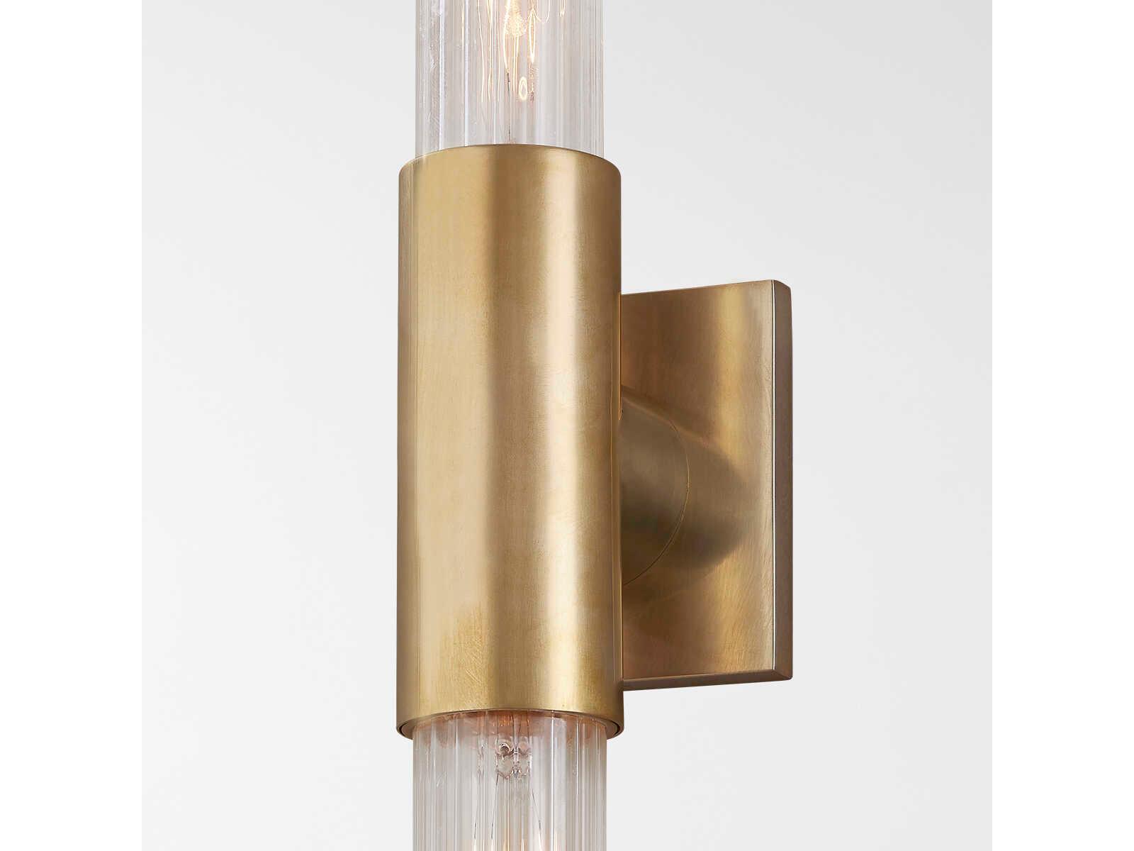 Hudson Valley Asher 2-Light Aged Brass Glass Wall Sconce