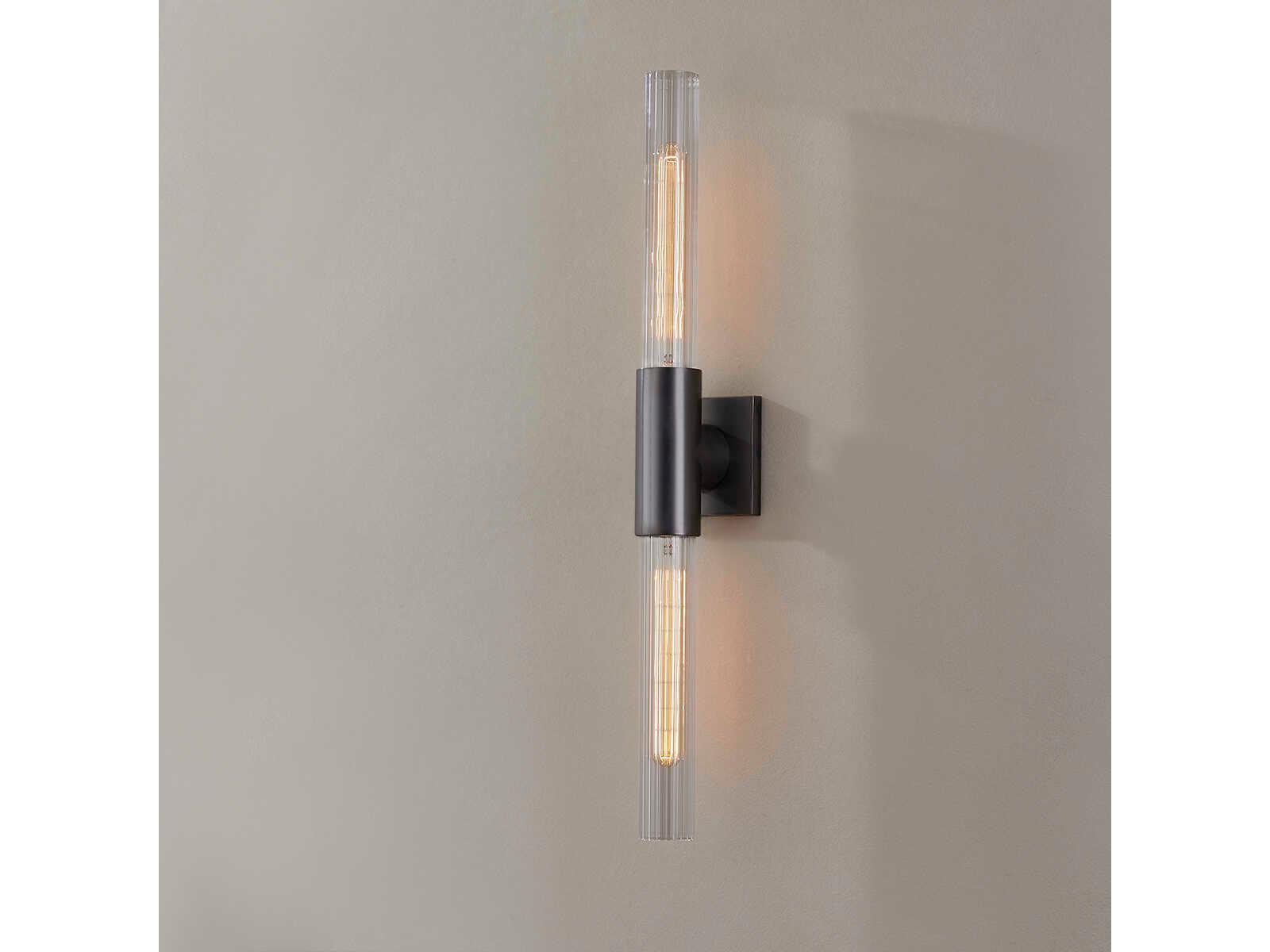 Hudson Valley Asher 2-Light Old Bronze Glass Wall Sconce