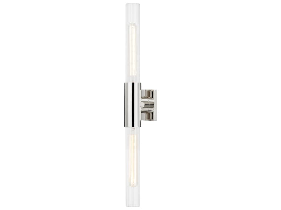 Hudson Valley Asher 2-Light Polished Nickel Glass Wall Sconce