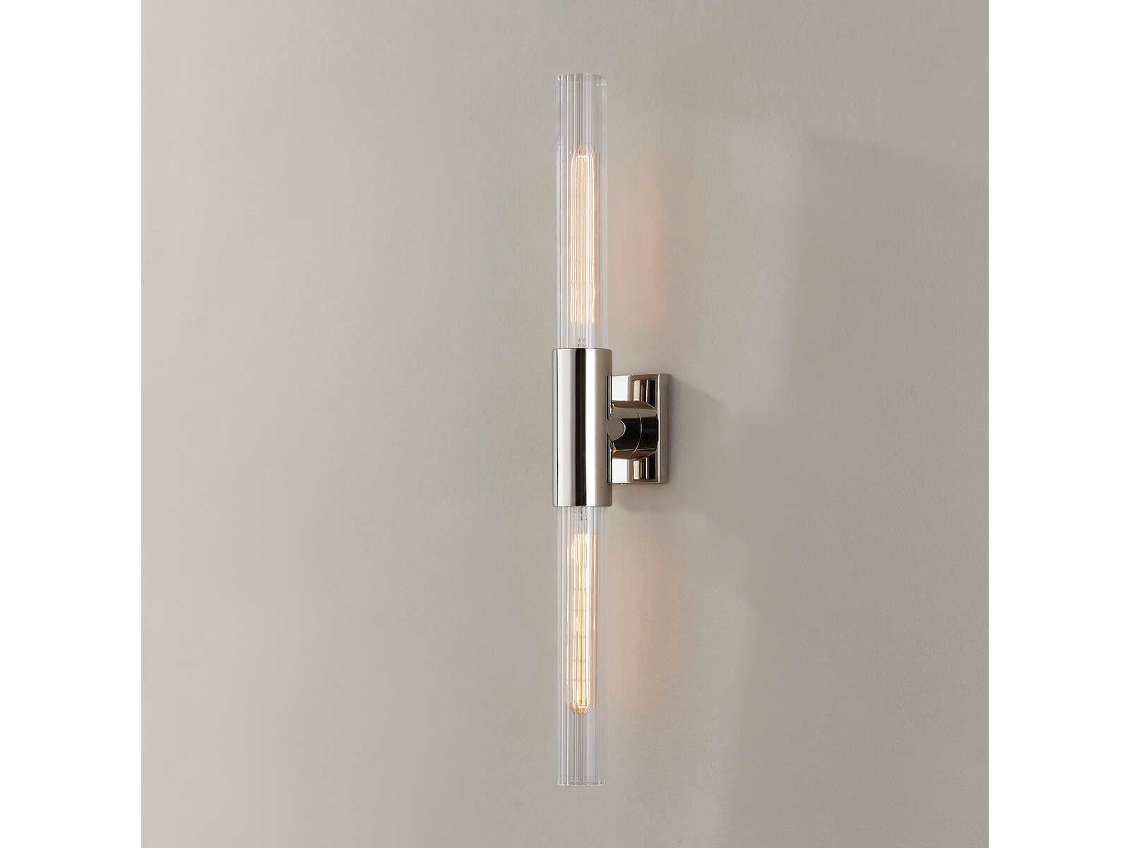 Hudson Valley Asher 2-Light Polished Nickel Glass Wall Sconce