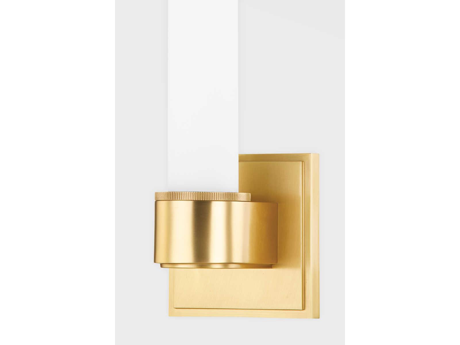 Hudson Valley Mill 1-Light Aged Brass Glass Wall Sconce
