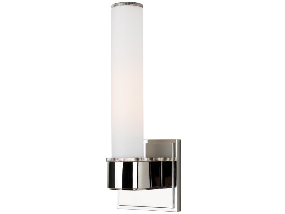Hudson Valley Mill 1-Light Polished Nickel Off White Glass Wall Sconce