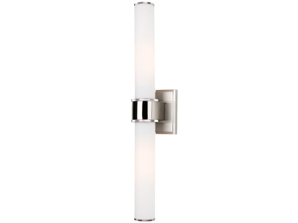 Hudson Valley Mill 2-Light Satin Nickel Off White Glass Wall Sconce
