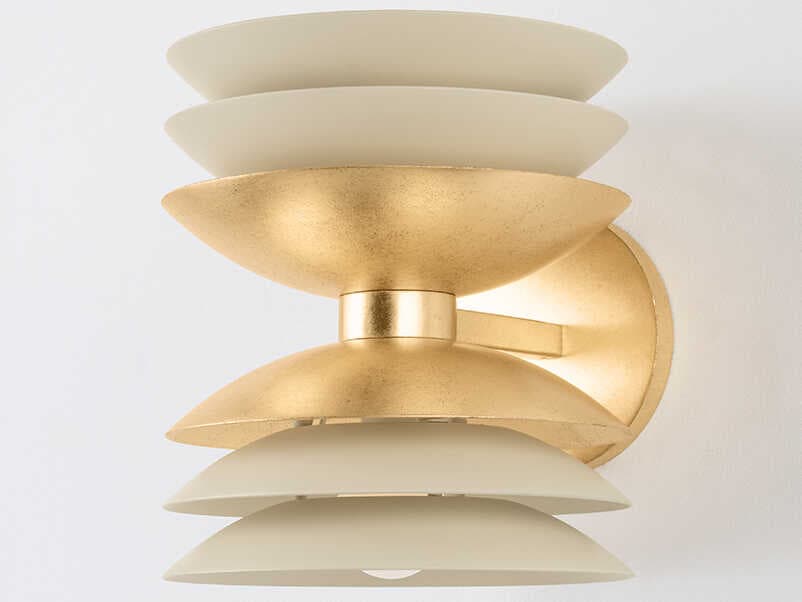 Hudson Valley Oneida 2-Light Vintage Gold Leaf Soft Sand Wall Sconce