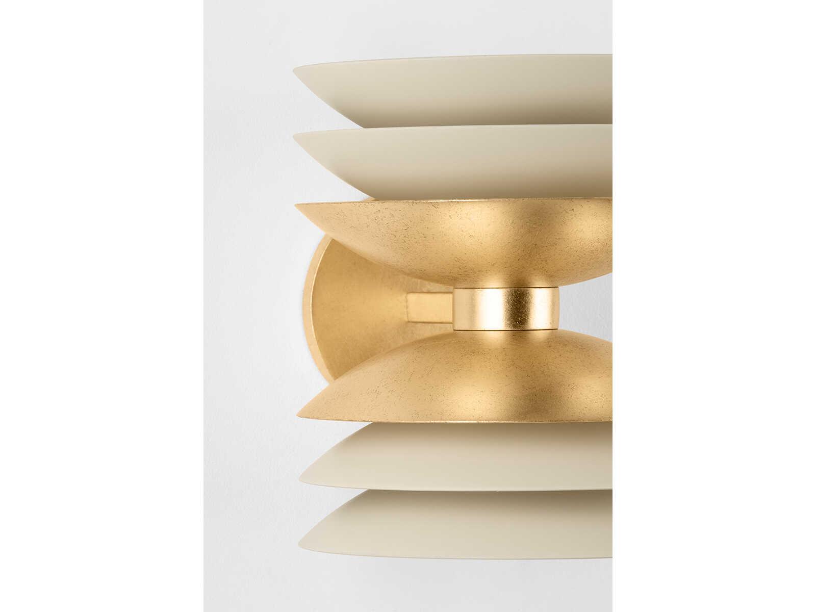 Hudson Valley Oneida 2-Light Vintage Gold Leaf Soft Sand Wall Sconce