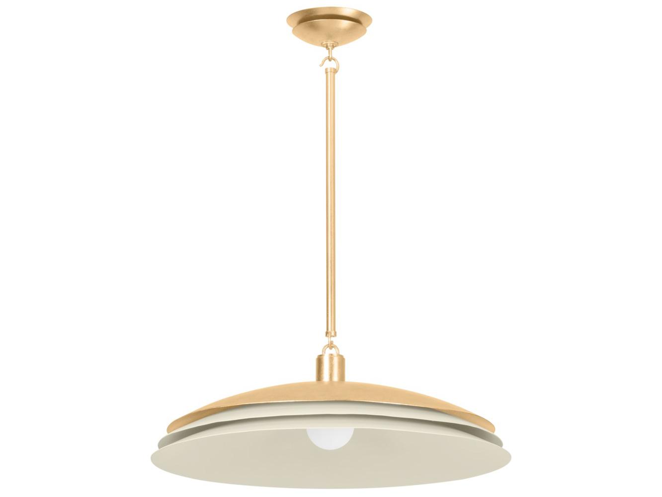 Hudson Valley Oneida 1-Light Vintage Gold Leaf Soft Sand Dome Pendant