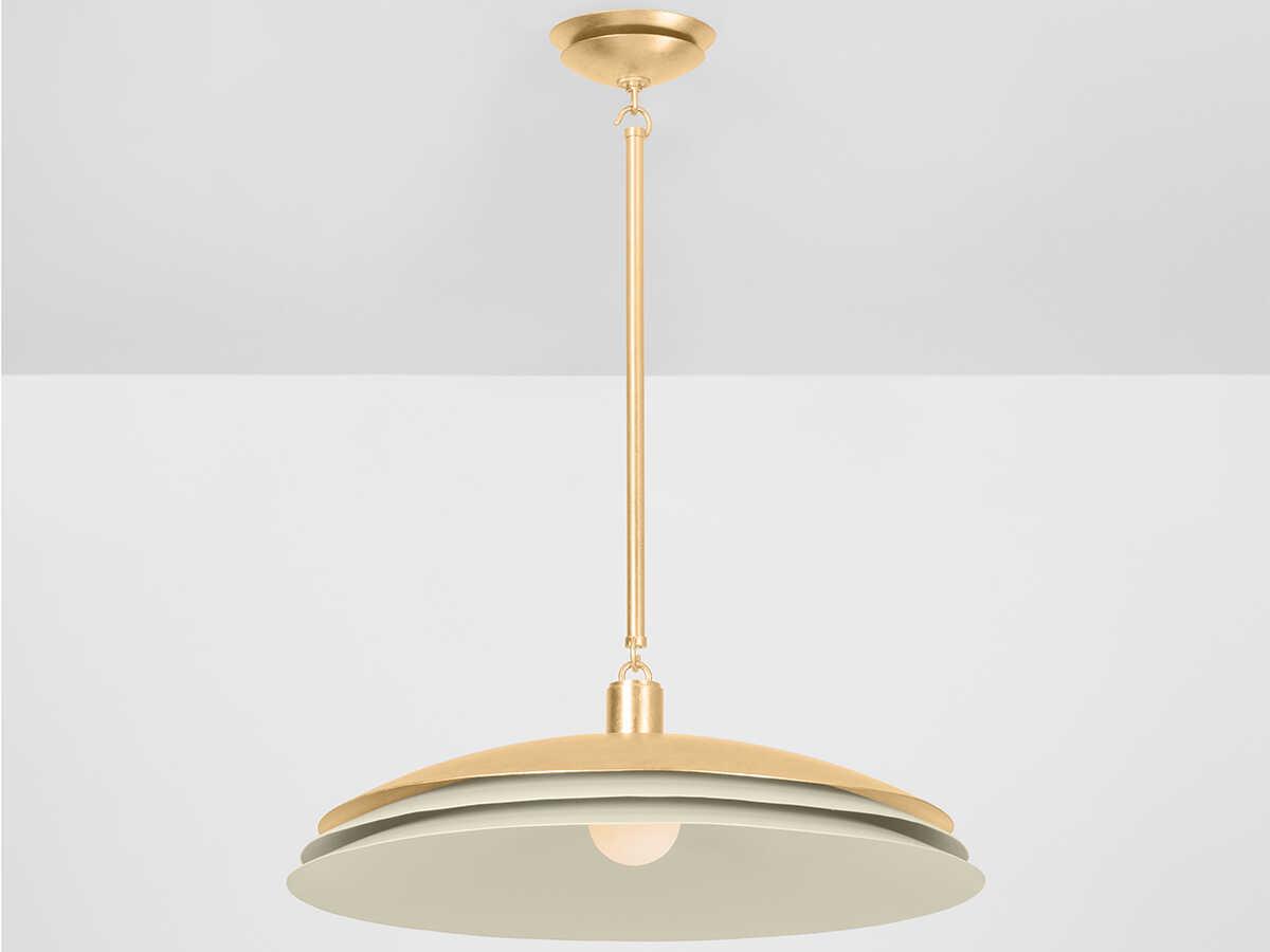 Hudson Valley Oneida 1-Light Vintage Gold Leaf Soft Sand Dome Pendant