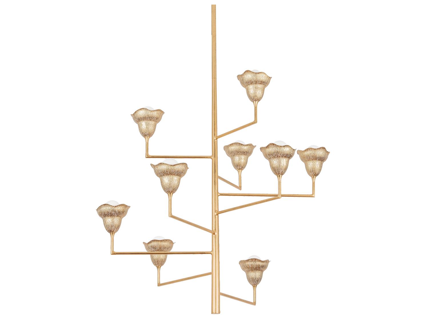 Hudson Valley Alora 9-Light Vintage Gold Leaf Gilded Ivory Tiered Chandelier
