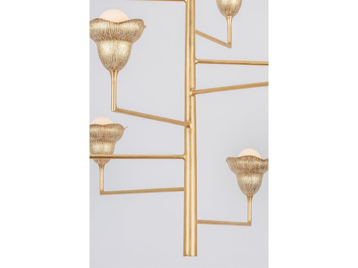 Hudson Valley Alora 9-Light Vintage Gold Leaf Gilded Ivory Tiered Chandelier