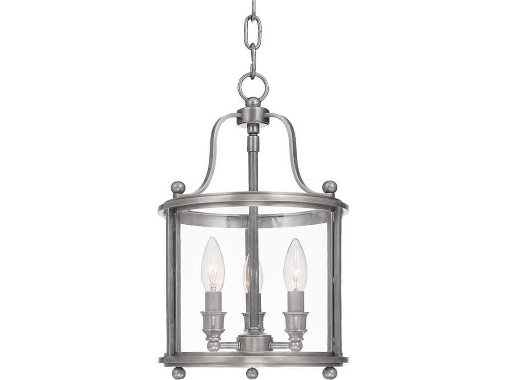 Hudson Valley Mansfield 3-Light Antique Nickel Glass Traditional Lantern Mini Pendant