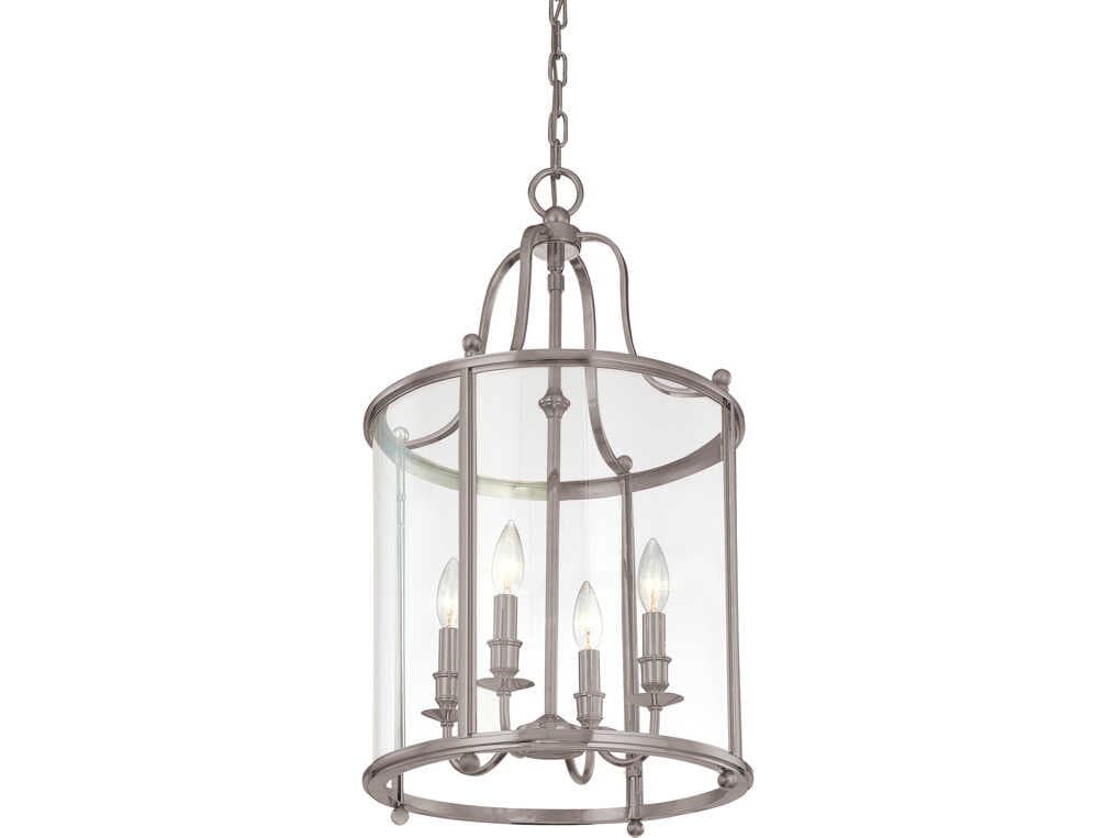 Hudson Valley Mansfield 4-Light Antique Nickel Glass Traditional Lantern Pendant
