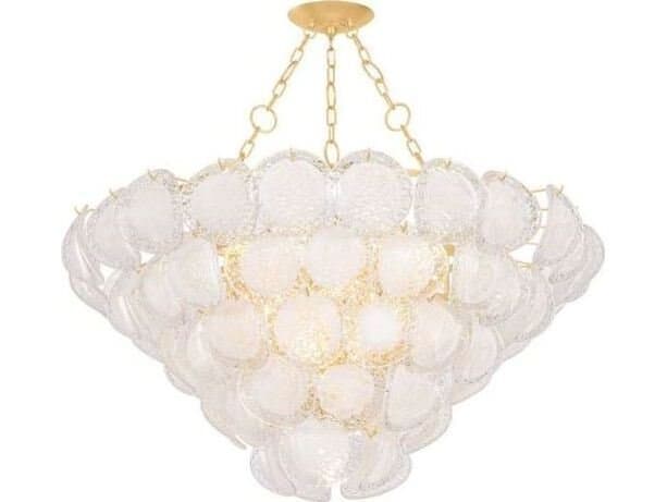 Hudson Valley Cedar Hill 17-Light Vintage Gold Leaf Empire Pendant