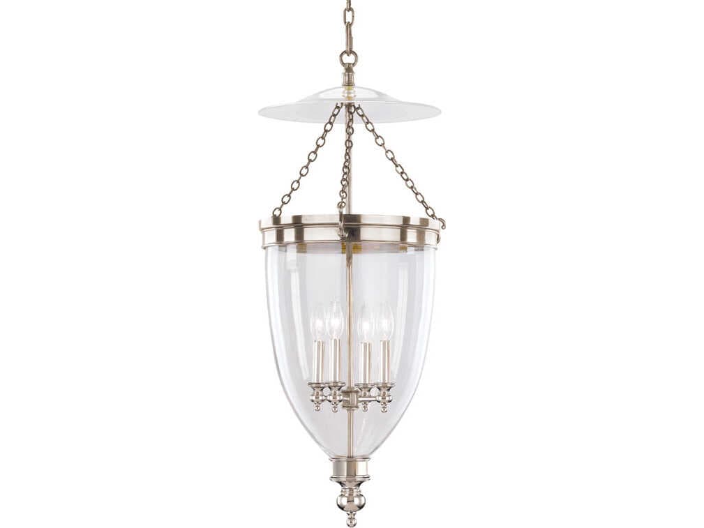 Hudson Valley Hanover 4-Light Polished Nickel Glass Traditional Pendant
