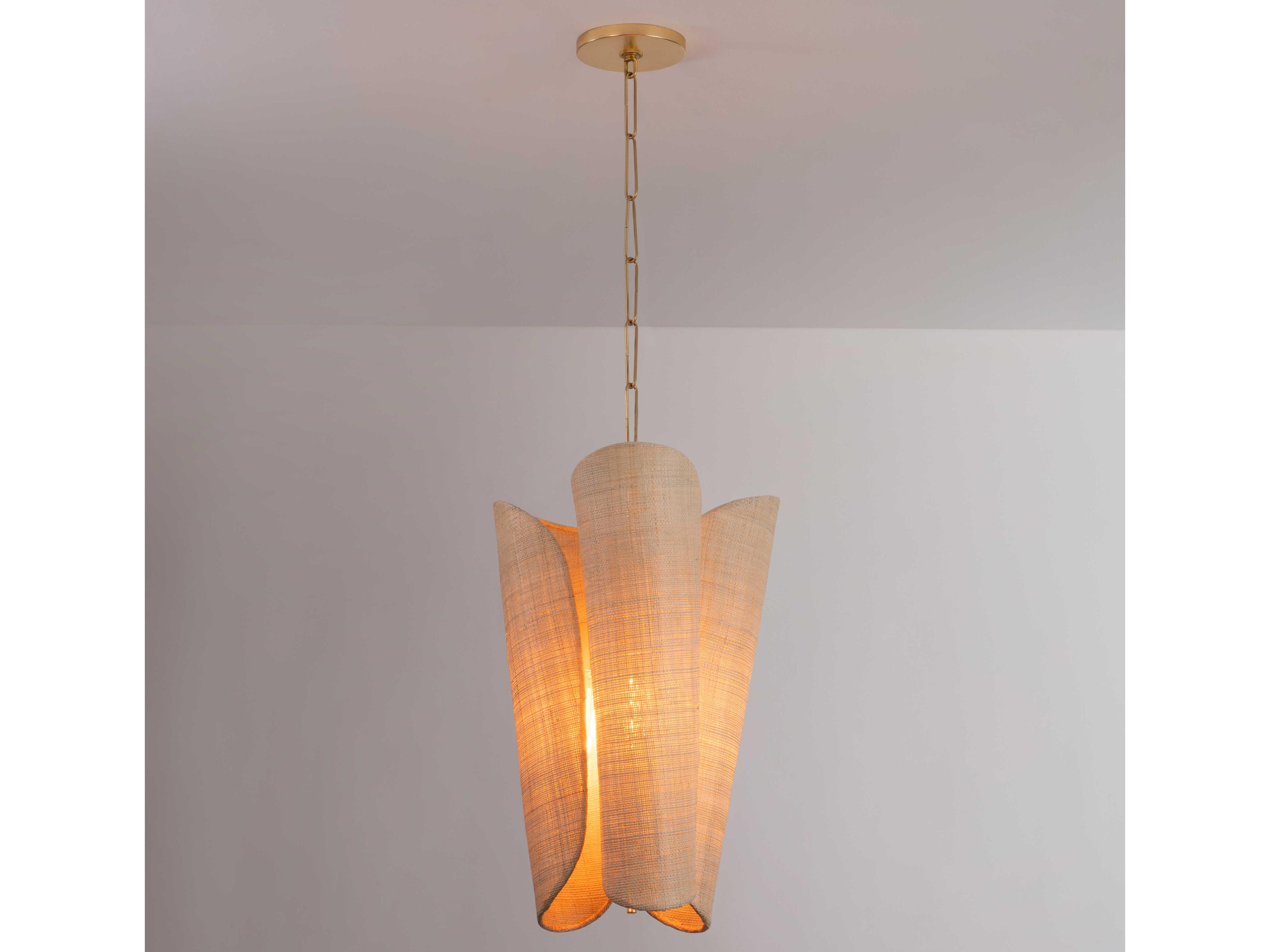 Hudson Valley Springhill 3-Light Gold Leaf Off White Pendant