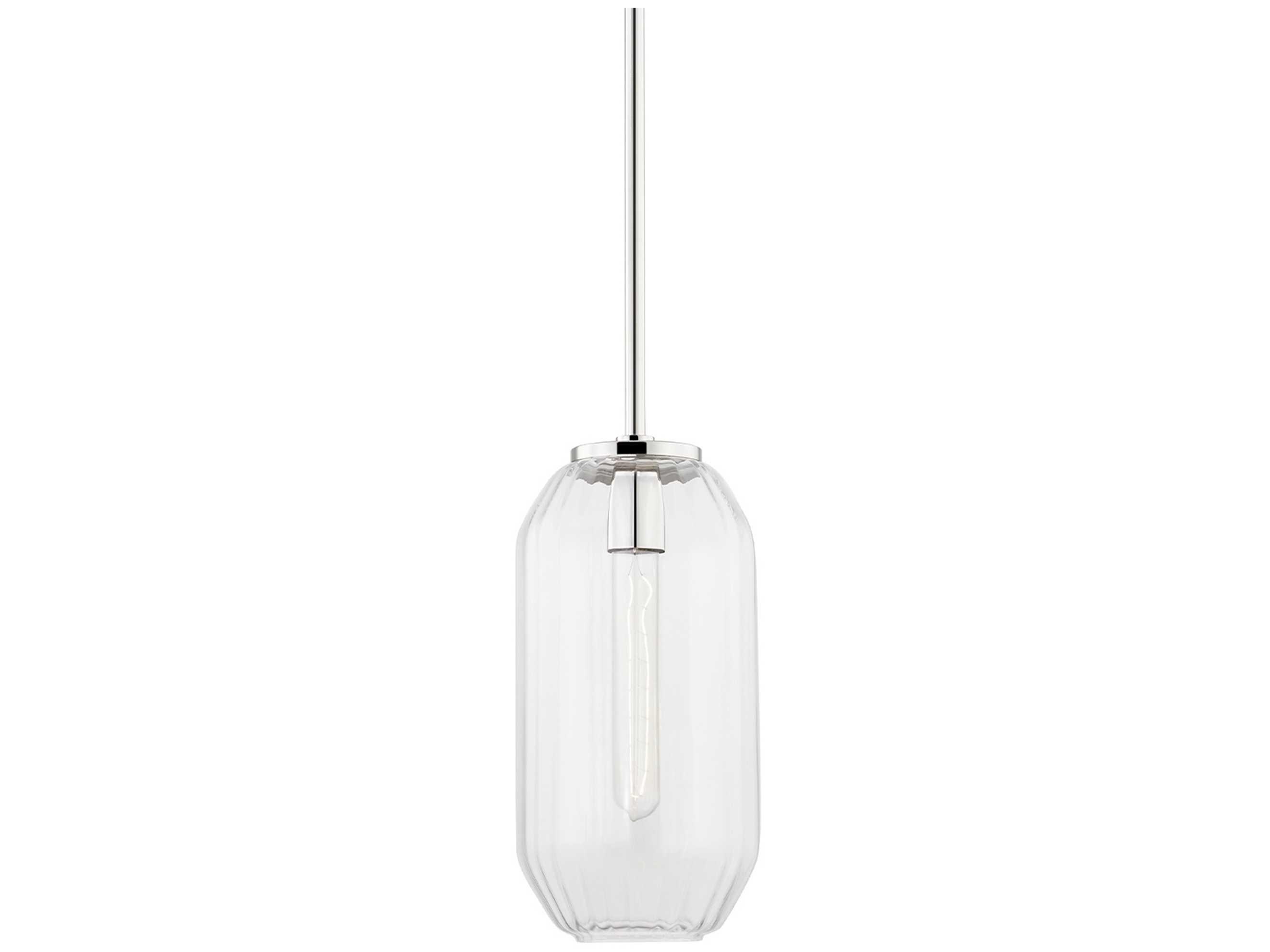 Hudson Valley Bennett 1-Light Polished Nickel Glass Mini Pendant