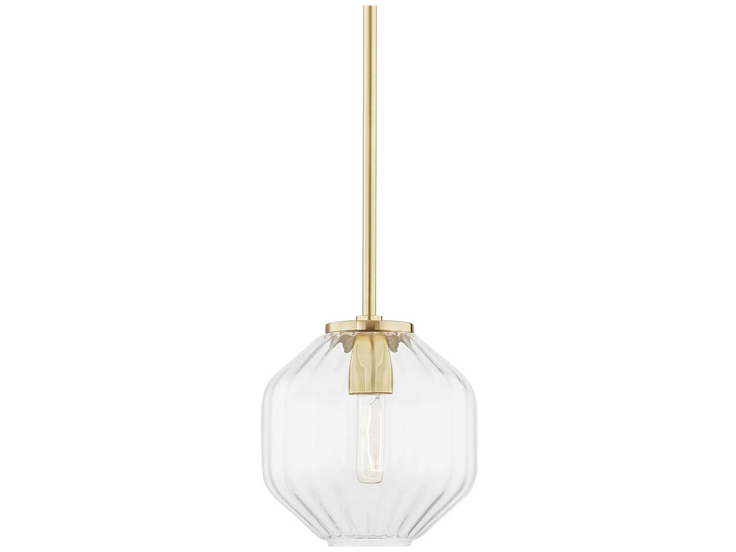 Hudson Valley Bennett 1-Light Aged Brass Glass Mini Pendant