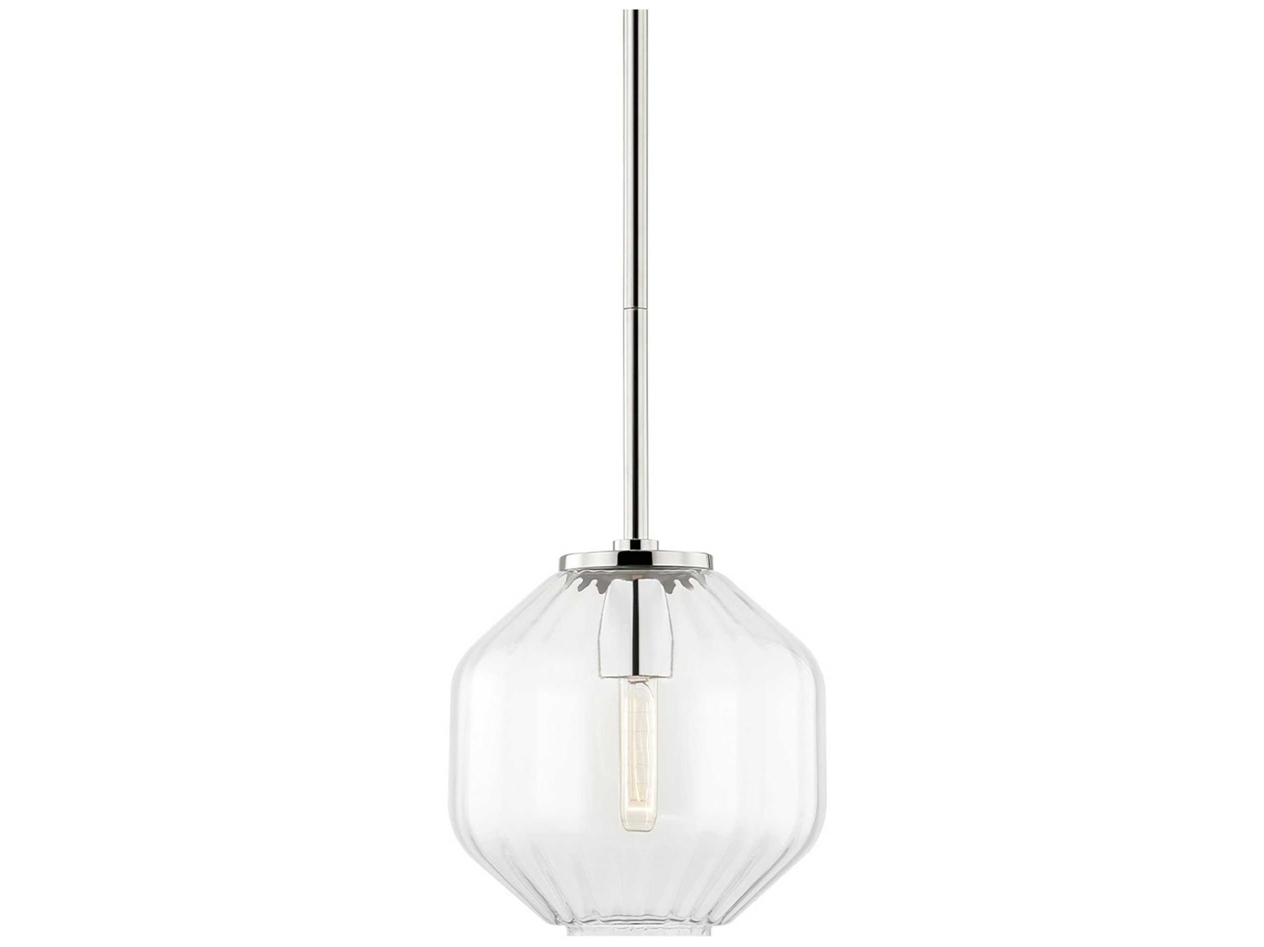 Hudson Valley Bennett 1-Light Polished Nickel Glass Mini Pendant