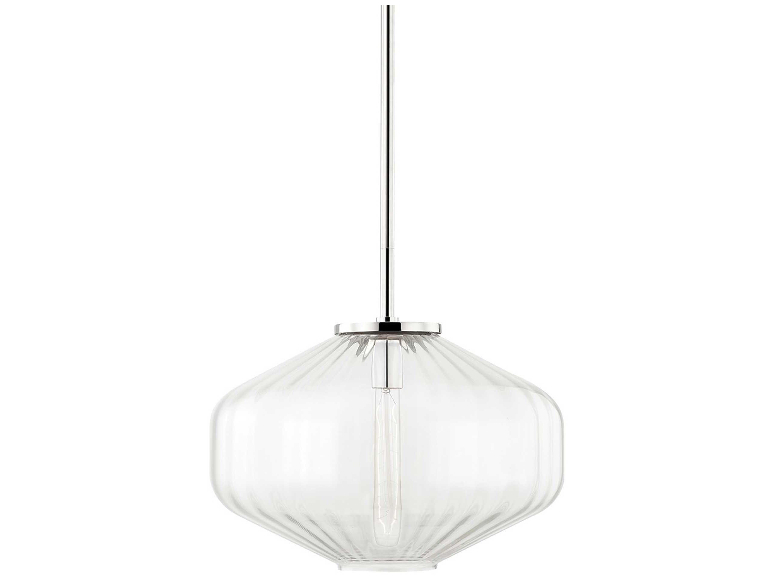 Hudson Valley Bennett 1-Light Polished Nickel Glass Pendant