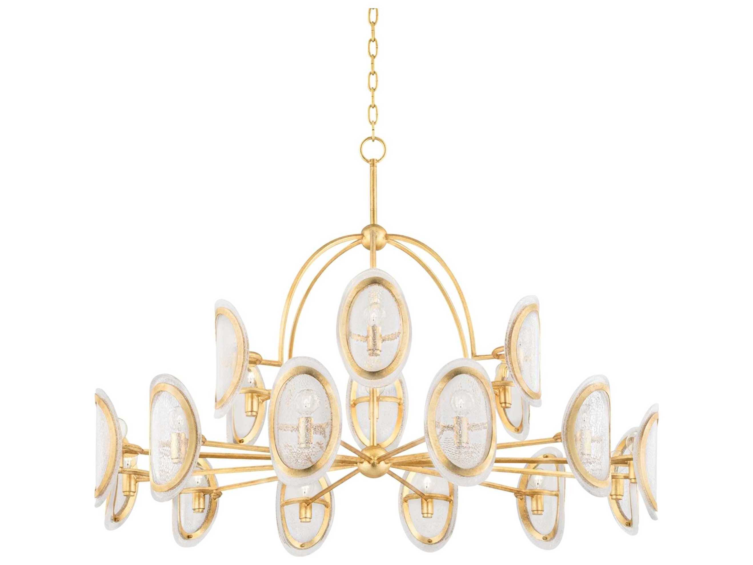 Hudson Valley Danes 18-Light8-Light Vintage Gold Leaf Clear Glass Candelabra Chandelier