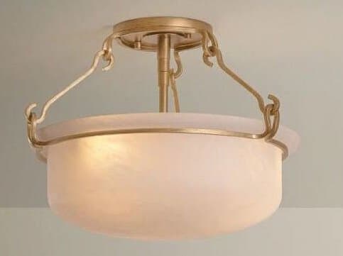 Hudson Valley Lowerre 2-Light Patina Gold Leaf Traditional Bowl Semi Flush Mount