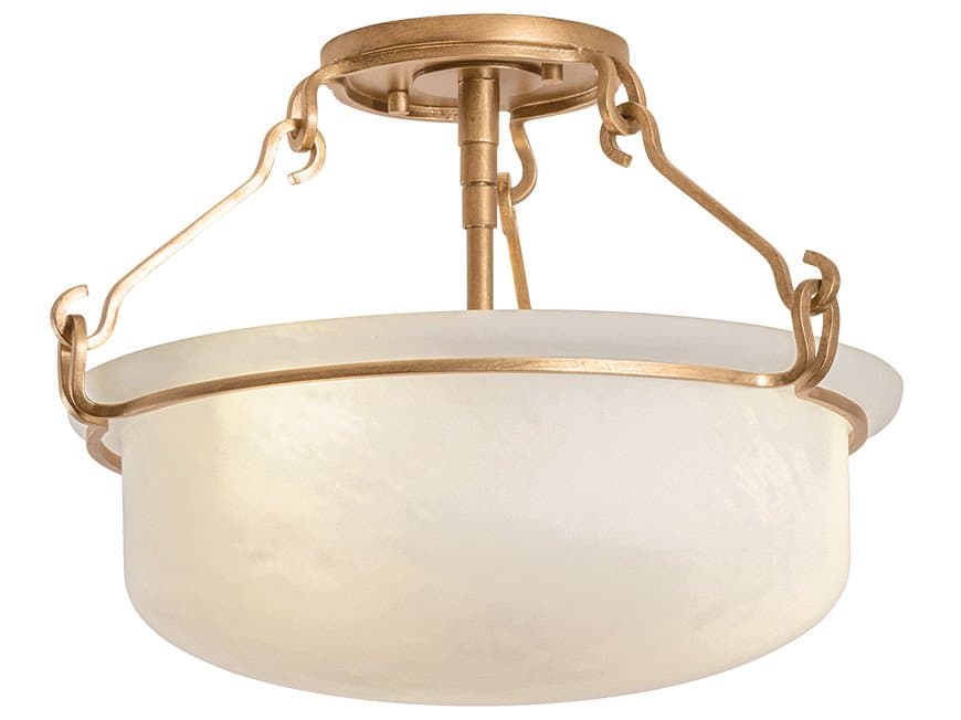 Hudson Valley Lowerre 2-Light Patina Gold Leaf Traditional Bowl Semi Flush Mount