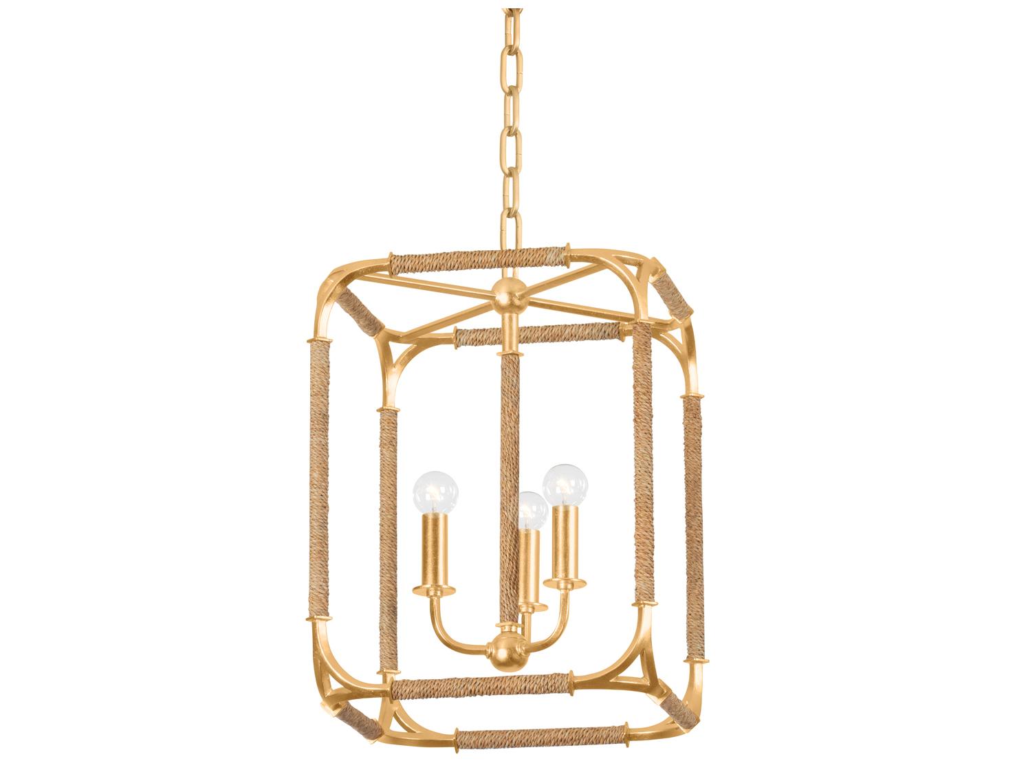 Hudson Valley Laurenceston 3-Light Gold Leaf Lantern Pendant