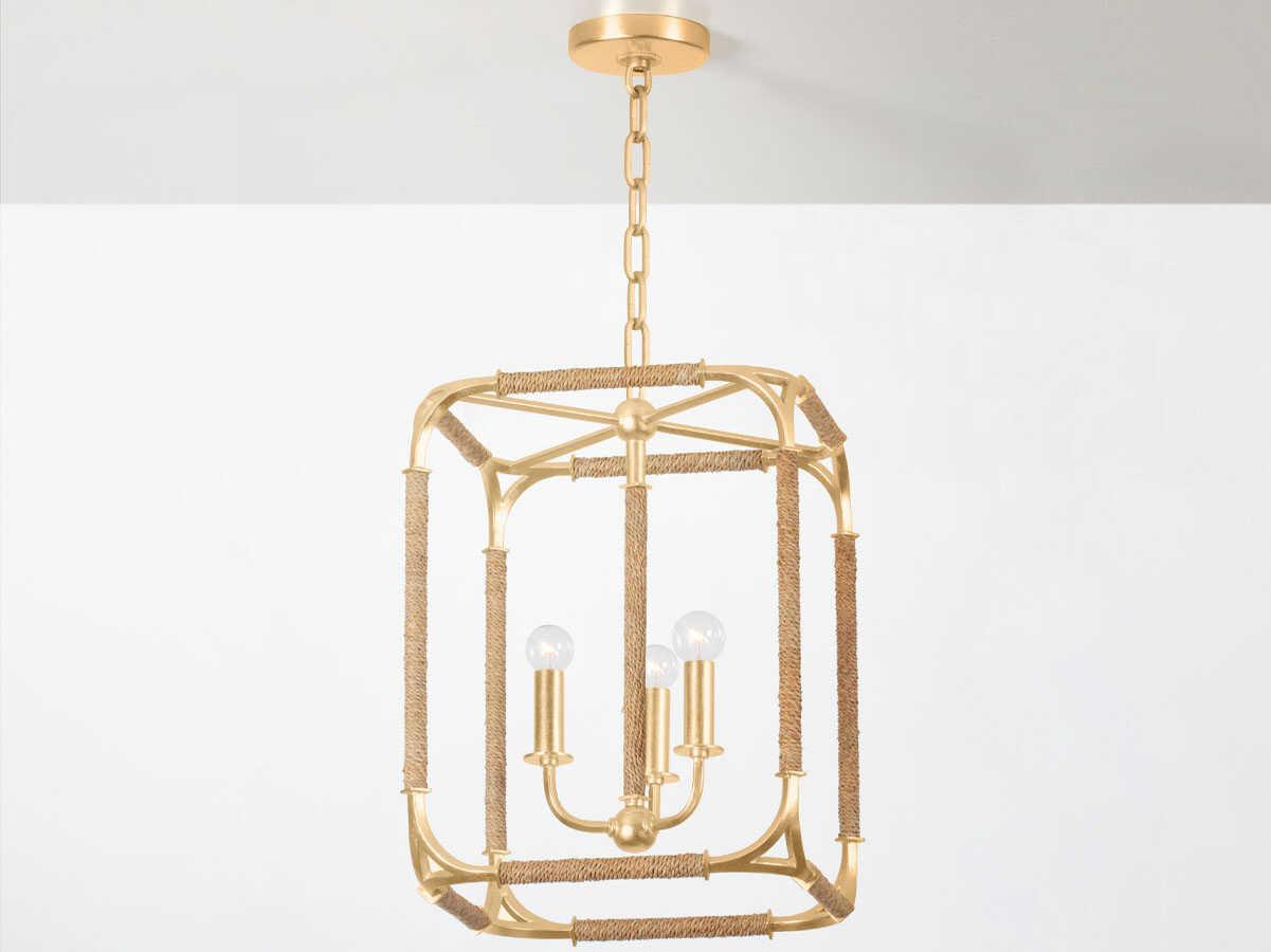 Hudson Valley Laurenceston 3-Light Gold Leaf Lantern Pendant