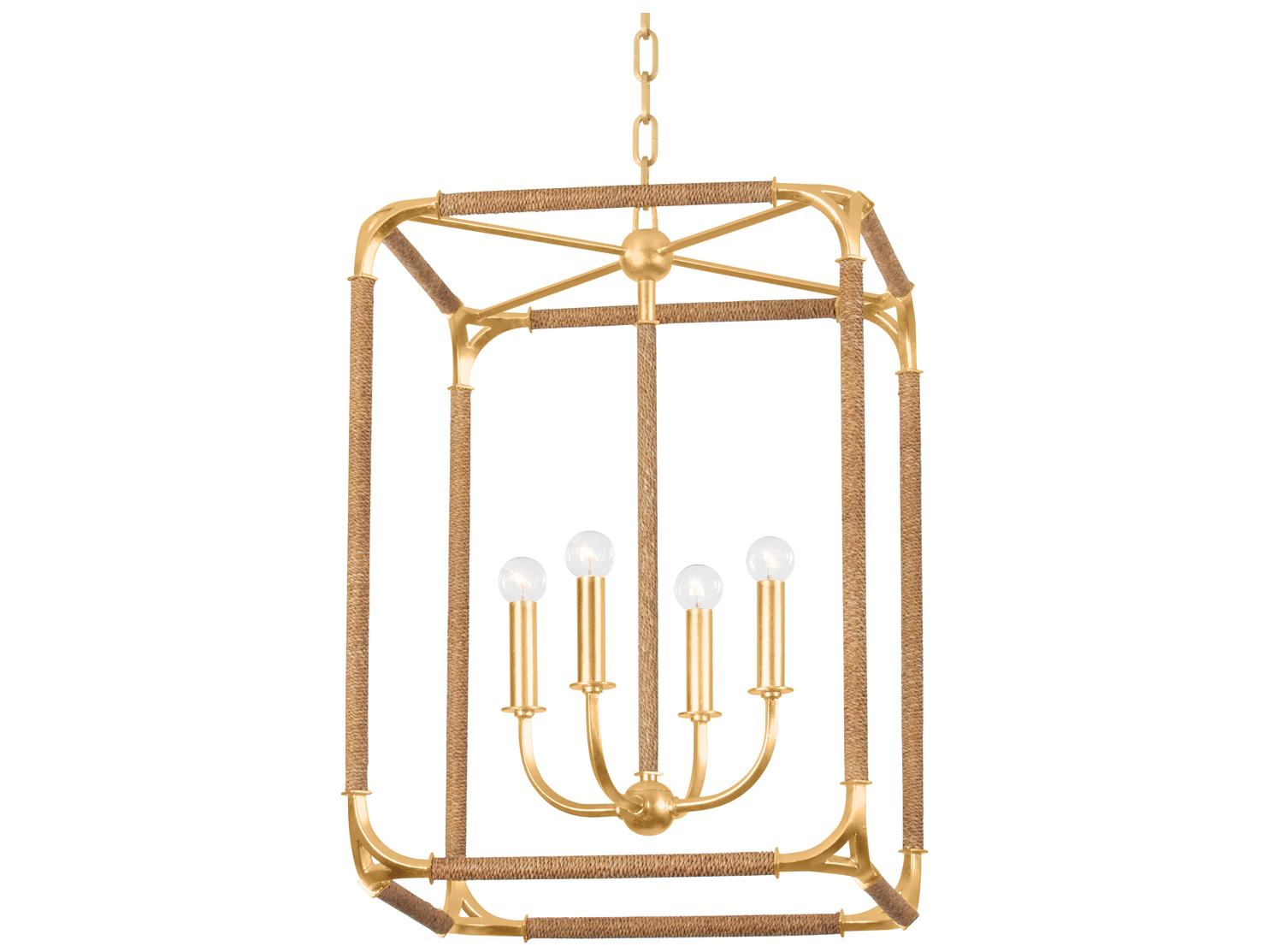 Hudson Valley Laurenceston 4-Light Gold Leaf Lantern Pendant
