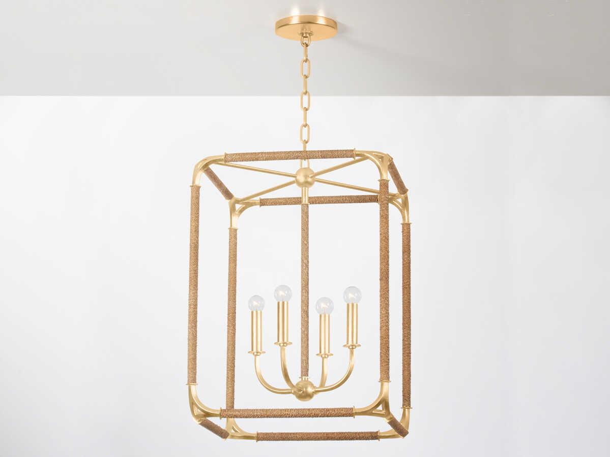 Hudson Valley Laurenceston 4-Light Gold Leaf Lantern Pendant